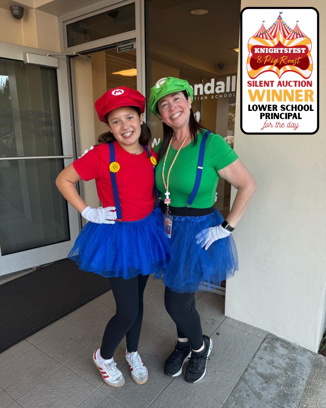 🎉 KnightsFest Silent Auction Experience Winner: Lower School Principal For the Day 🎉

AND on Super MAR10 Day! (Get it, MAR. 10th...MAR10 🍄)

This dynamic Mario &amp; Luigi duo had a blast today! 

Meet our newest administrator (for the day), Miss 