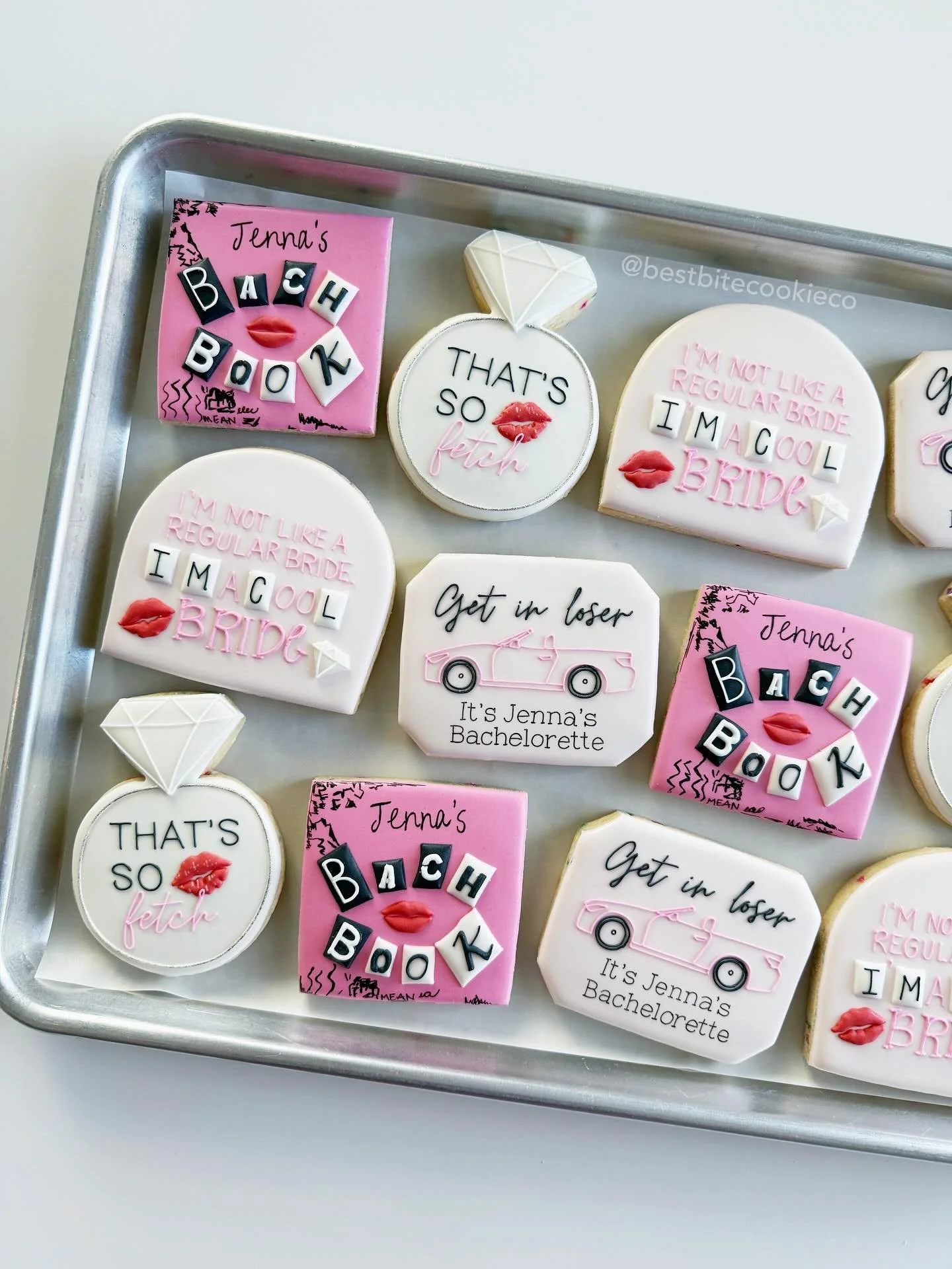 Team Mean Girls or Team Miss to Mrs. Congeniality 💍

#meangirlscookies #misscongenialitycookies #customcookies #decoratedsugarcookie #bachelorettecookies #bridetobecookies #cookieart