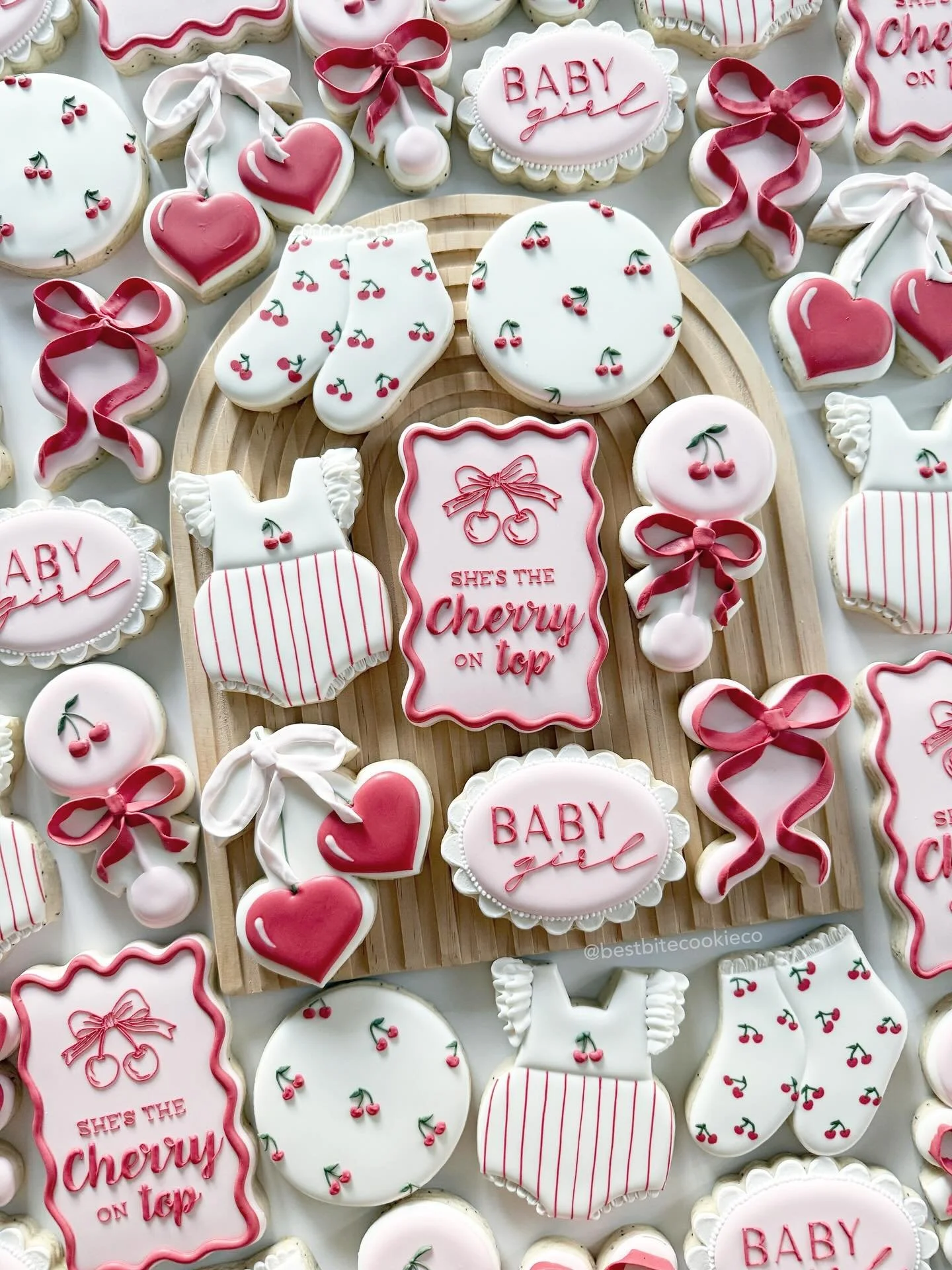She&rsquo;s the cutest Cherry on top! 🍒

#cherryontop #cherryontopbabyshower #babyshowerideas #babyshowercookies #babygirlcookies #babygirlshower #shesthecherryontopcookies #cookieart #cherrycookies #customcookies #decoratedsugarcookie #cookiefavors