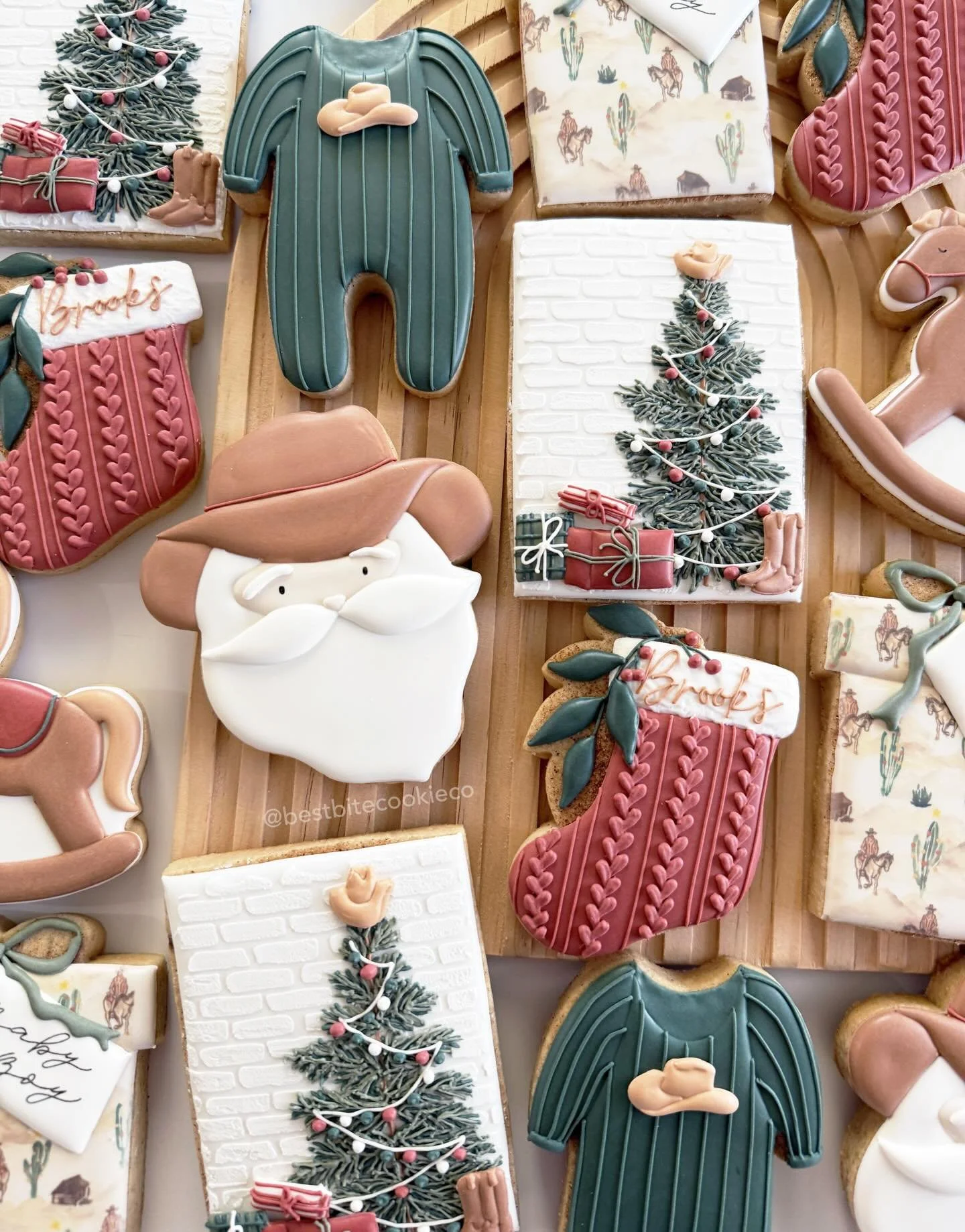 | A merry little Cowboy Christmas |

The cutest theme for Baby Brooks 🤠🎄

#christmasbaby #christmasbabycookies #christmascookies #babyshowercookies #babyboycookies #babycookies #customcookies #decoratedsugarcookie #cookieart #cowboycookies