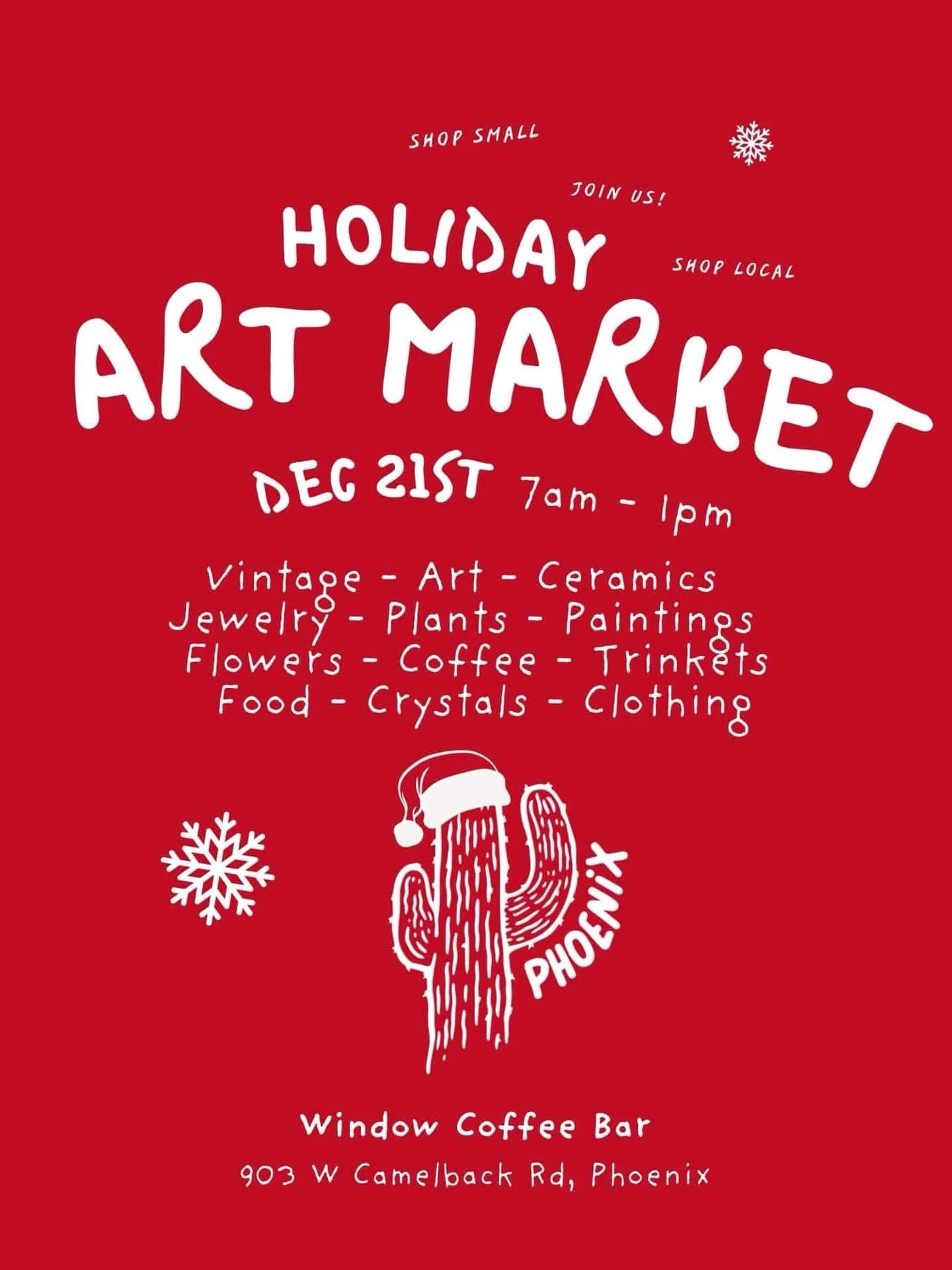 Another year has flown by! Christmas is a week away 🎄👀
 Have you finished your holiday shopping yet? I haven&rsquo;t... So come shop local finds with me on Sunday, 12/21 from 7 am to 1pm.

📍Location: @windowcoffeebar on Camelback 

✨I will have a 