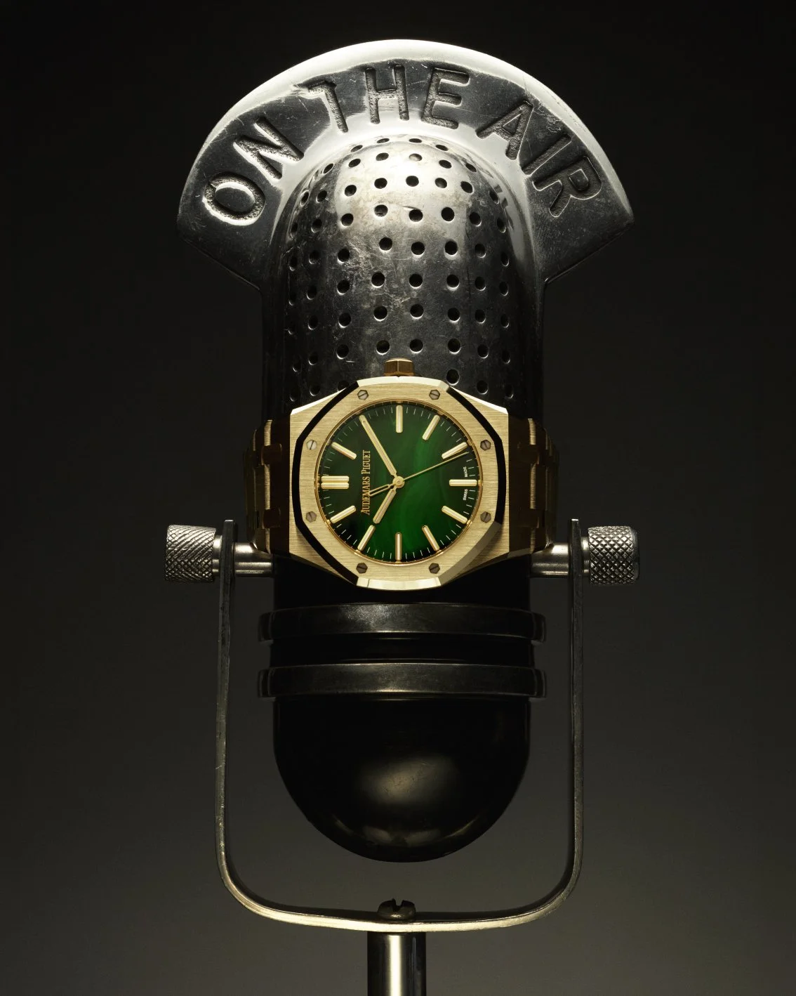Luxury watch, Audemars Piguet wrapped around a microphone for Circle Zero Eight Magazine