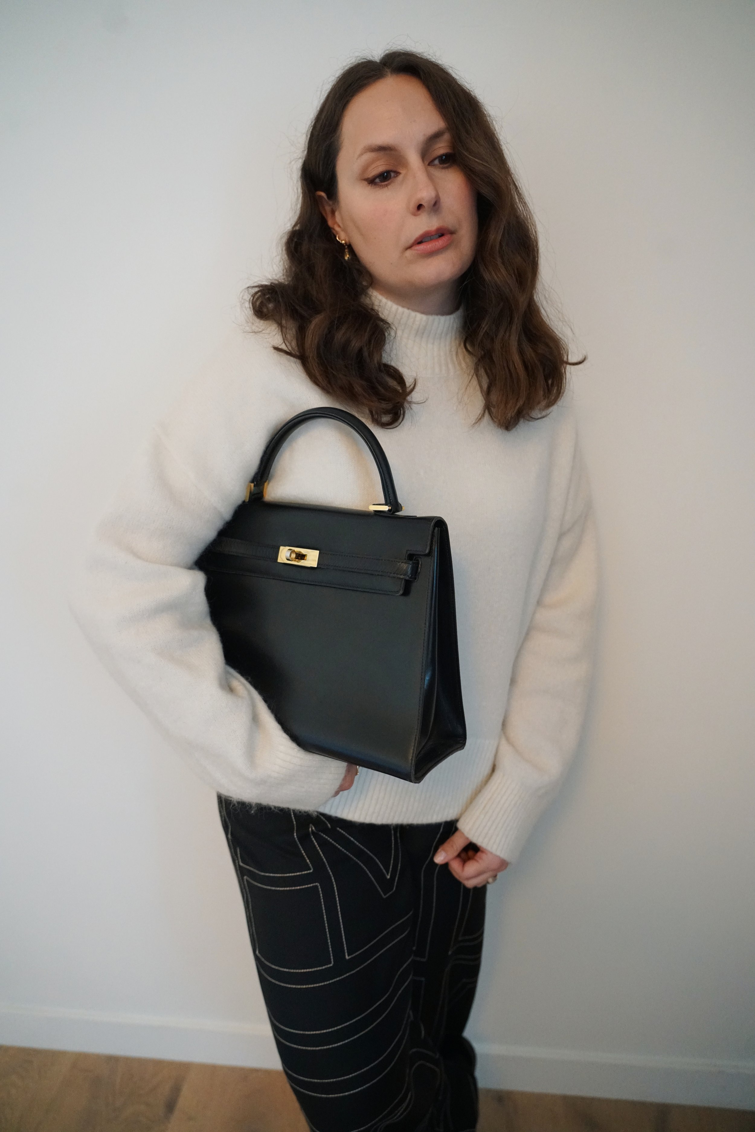 Bally Turn Lock Top Handle Black Bag