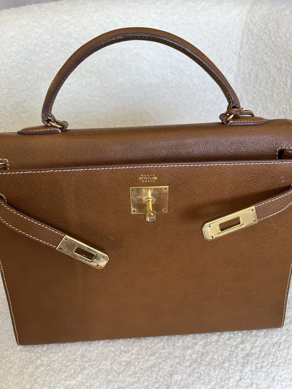 Vintage Henry High Class Top Handle Turn Lock Bag In Camel/Tan