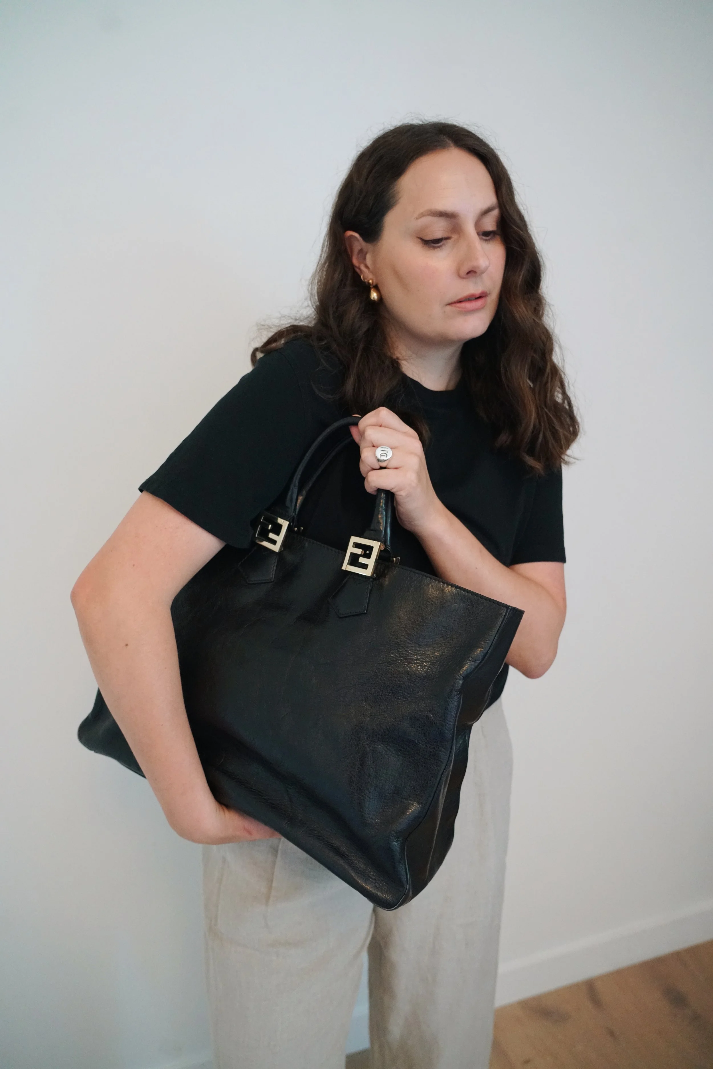 Fendi Black Leather Twins Tote
