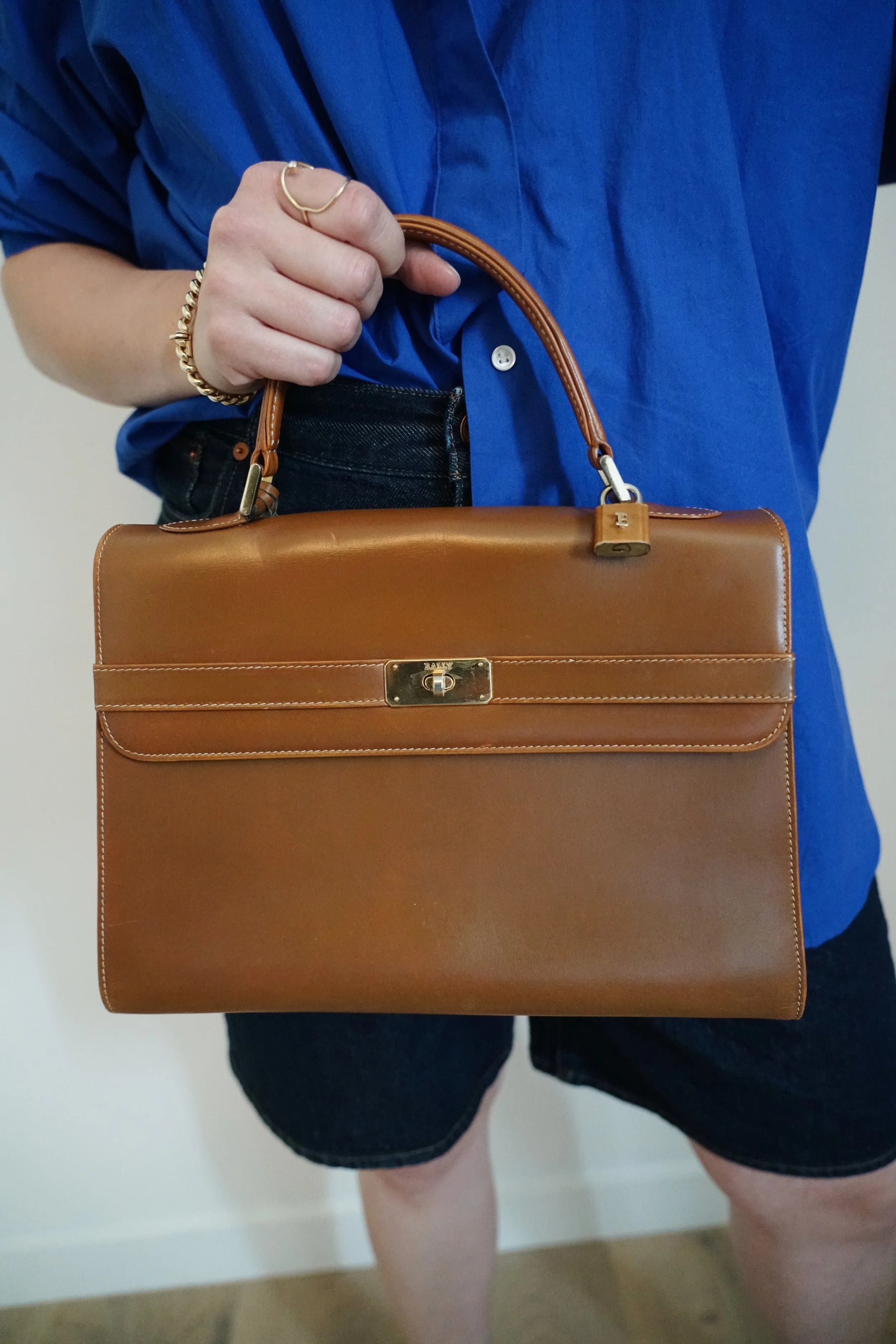 Bally Tan Brown Top Handle Bag