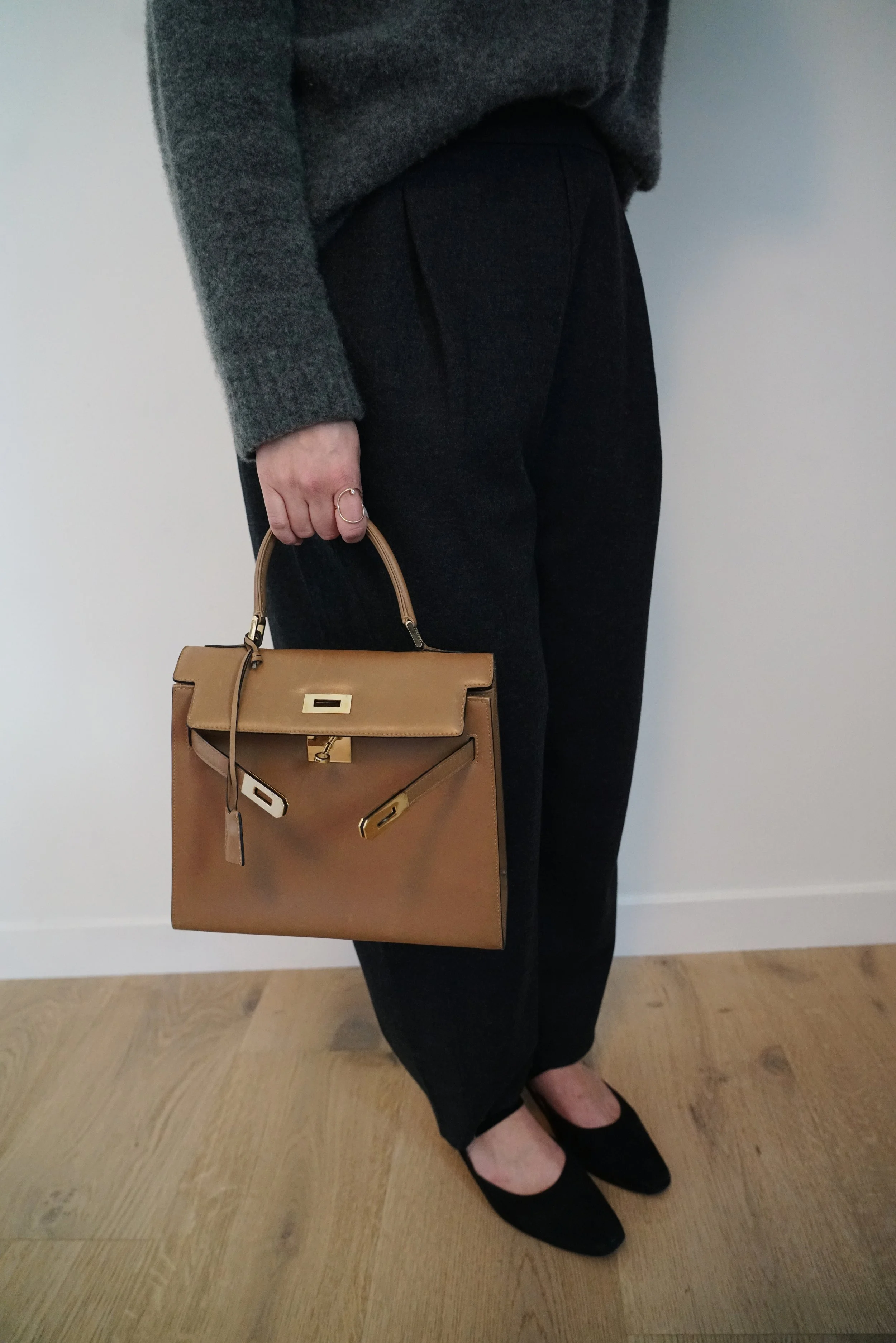 Bally Turn Lock Top Handle Bag in Latte