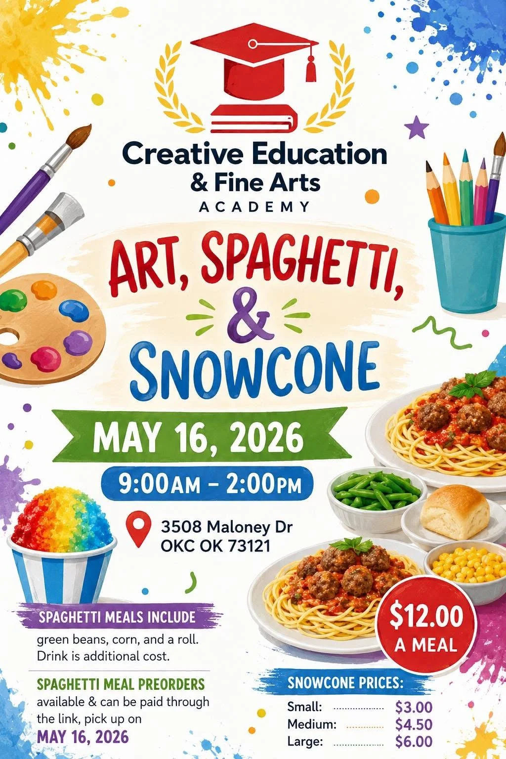 Art Sale, Spaghetti, &amp; Snowcone Event