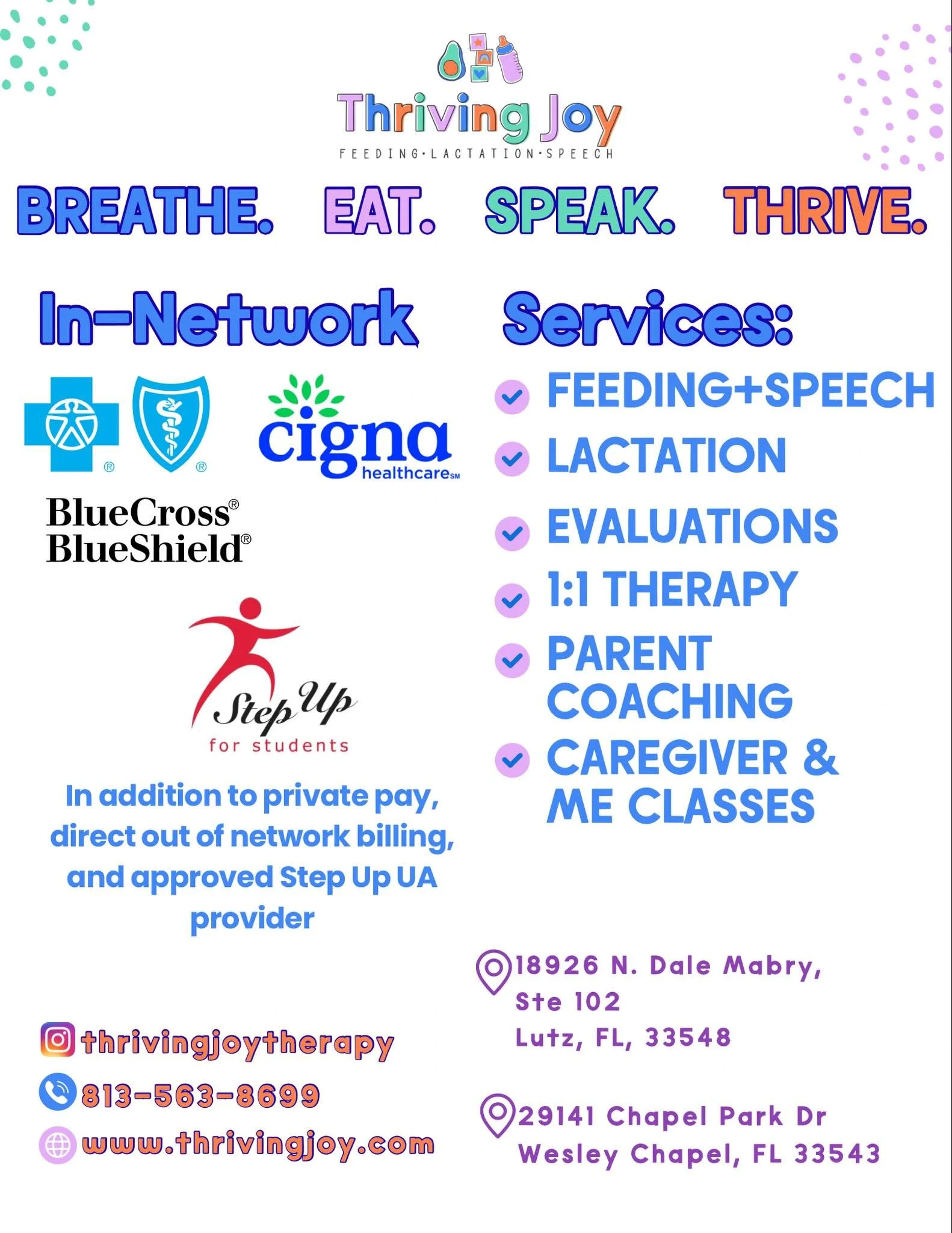 The basics&hellip;.what we do, payers we work with, locations we serve, how to connect

Our priorities&hellip;your child&rsquo;s airway and oral/swallowing health, all things feeding, communication and joy in all the ups and downs of development