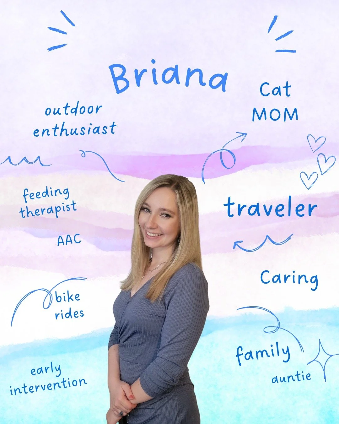 ✨ Introducing Briana, our newest Speech-Language Pathologist at our Wesley Chapel location!

Briana's passion for speech therapy runs deep. After watching her nephew, who has cerebral palsy, progress with the support of an SLP, she knew this was her 