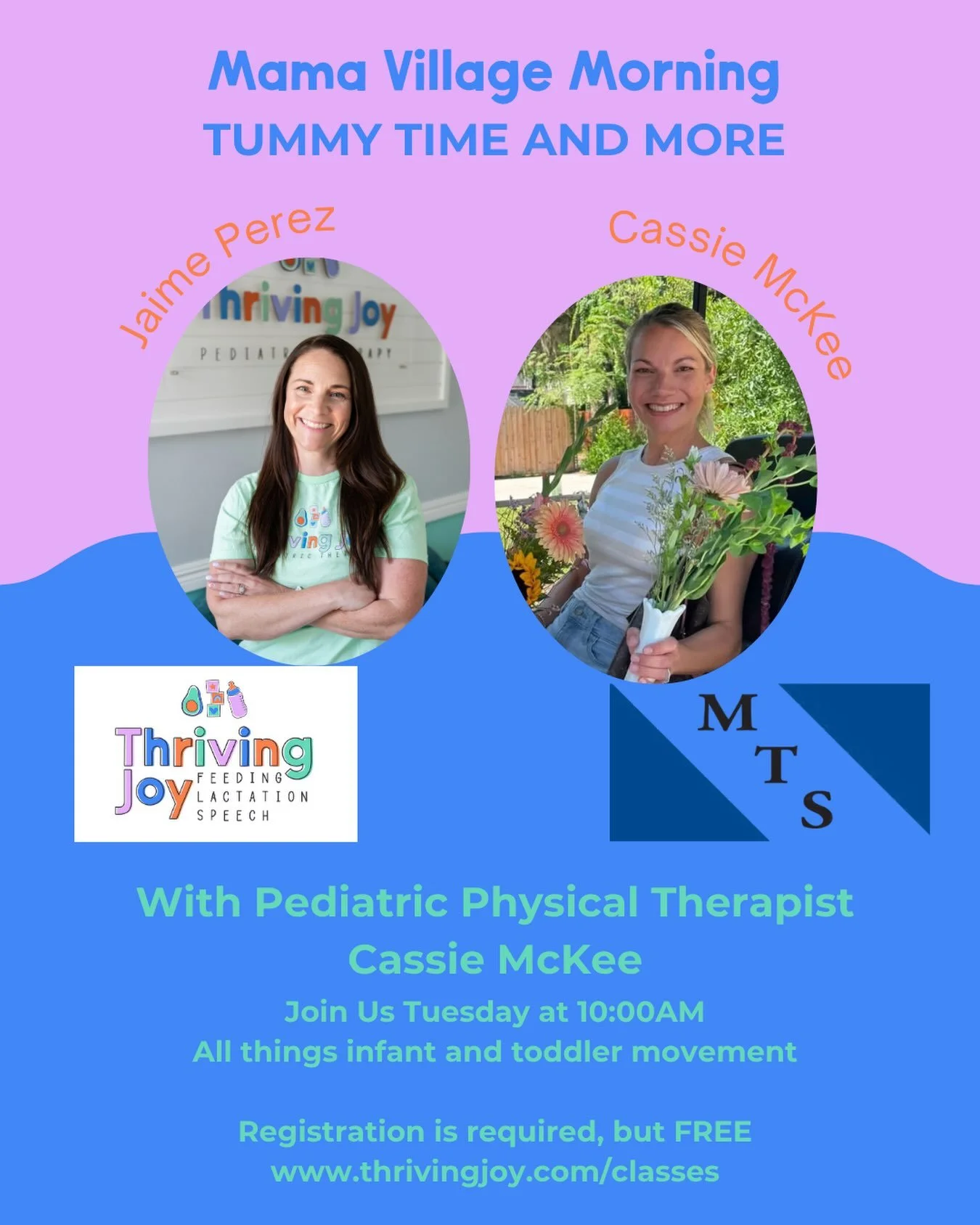 Join us Tuesday for a very special Mama Village Morning with my favorite pediatric physical therapist, Cassie McKee of @mckeetherapyspecialists 

Cassie will be available to answer all your questions about motor development, torticollis, tummy time, 
