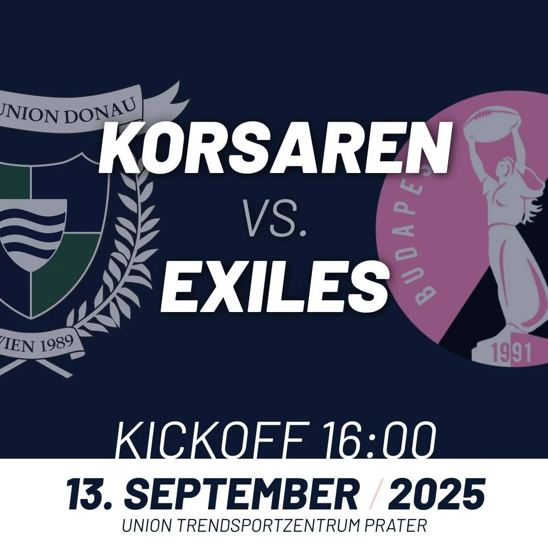 📢 Heimspiel-Doubleheader &ndash; Teil 2!
⚔️ KORSAREN vs. EXILES
⏰ Kickoff 16:00
📍 Union Trendsportzentrum Wien

Nach dem Pirates-Spiel geht&rsquo;s weiter: die Korsaren treffen auf die Budapest Exiles &ndash; volle Unterst&uuml;tzung von der Green 