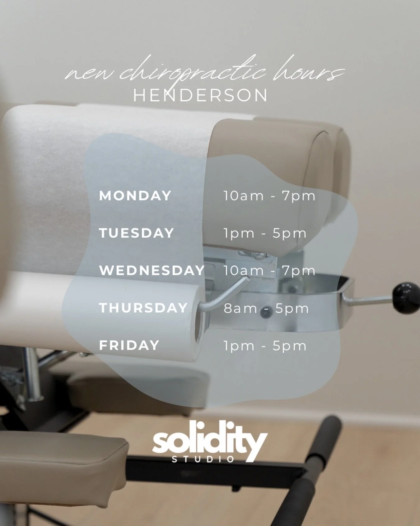 Our updated Chiropractic Hours ✨ See ya in the studio for your care! 

#chiropractic #autoaccidentinjury