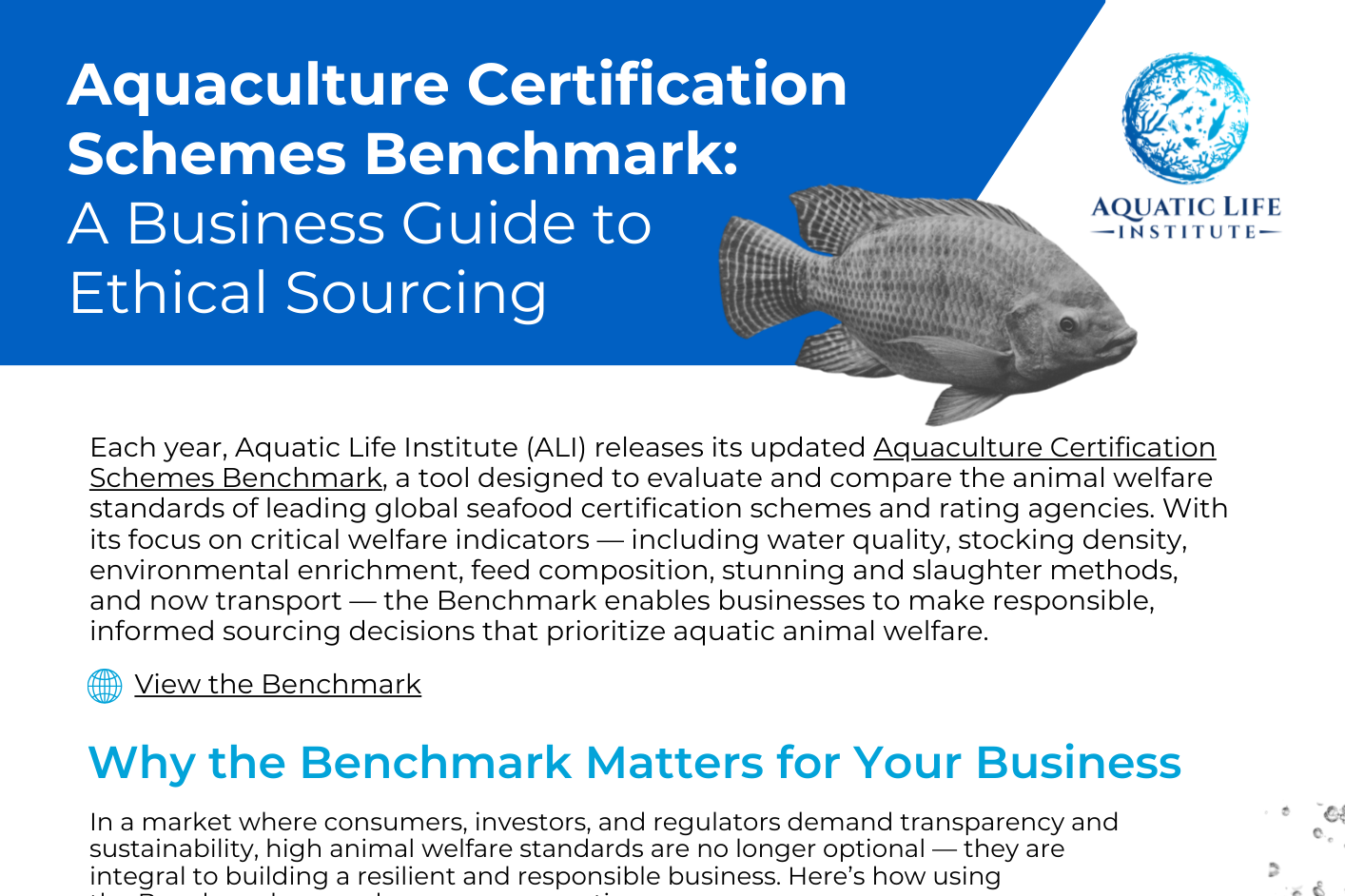 Aquaculture Certification Schemes Benchmark: A Business Guide to Ethical Sourcing