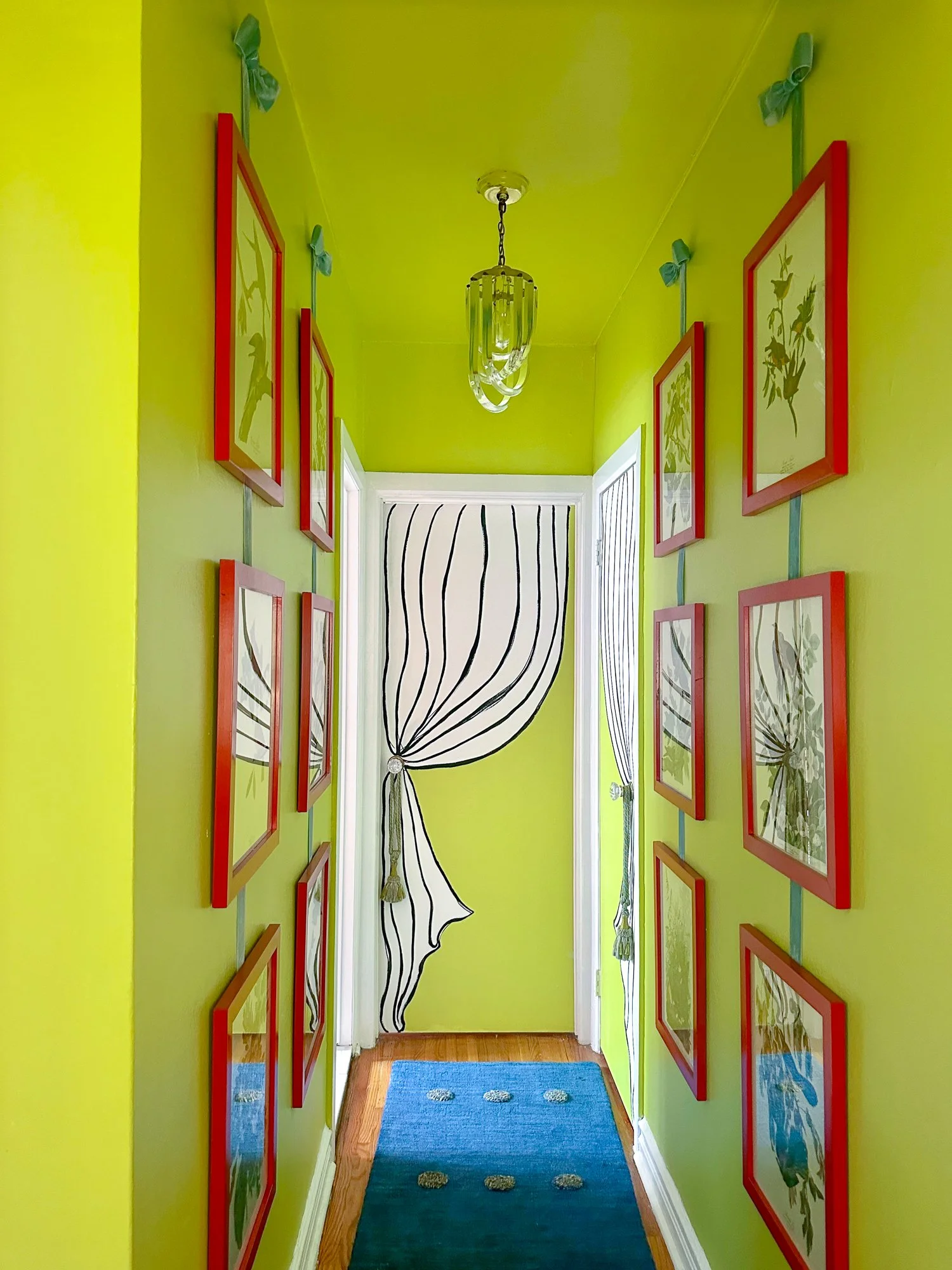 Bright chartreuse green hallway DIY 