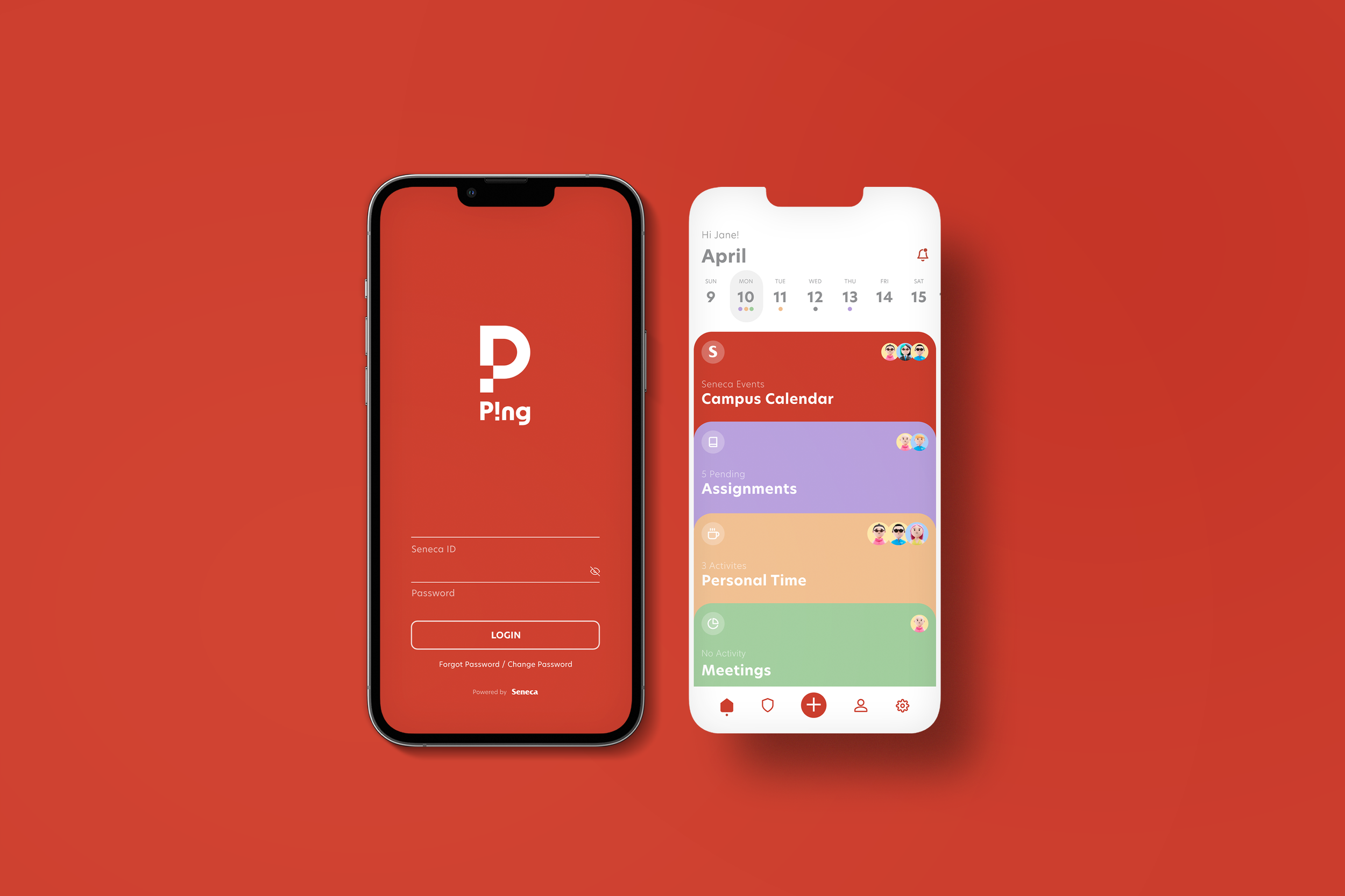 "P!ng" Time and Task Management Mobile App (Adobe XD and Illustrator)