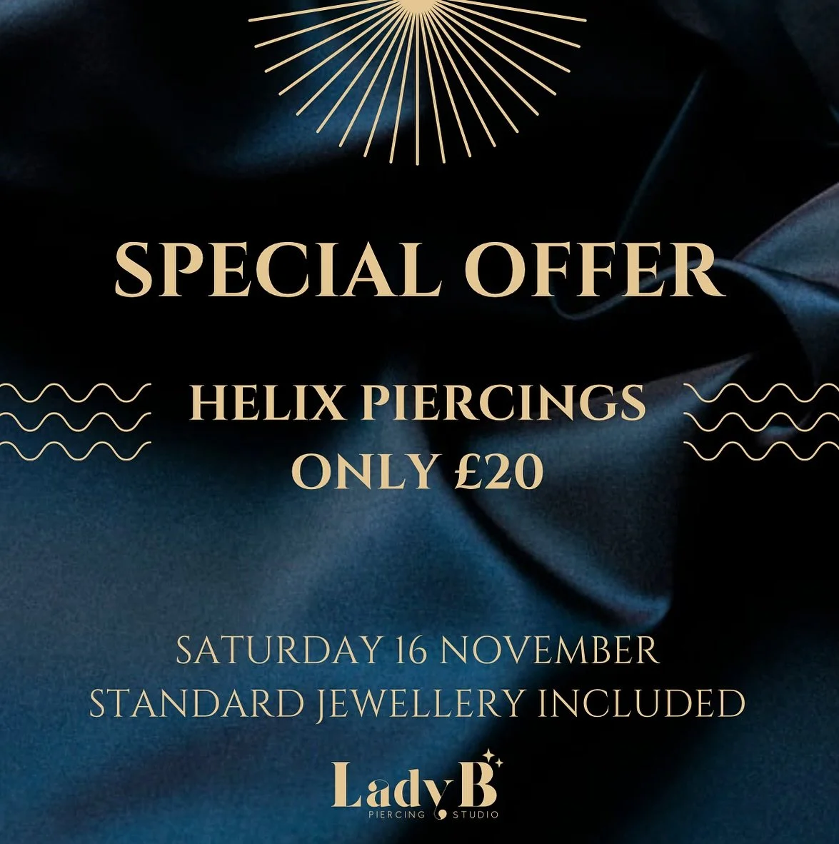 Tomorrow helix piercings will be just £20!✨
This includes standard titanium jewellery only, but we have plenty of upgrades available too!💎
16+, please bring photographic ID💜
Walk ins welcome but it’s best to book on Booksy to guarantee
