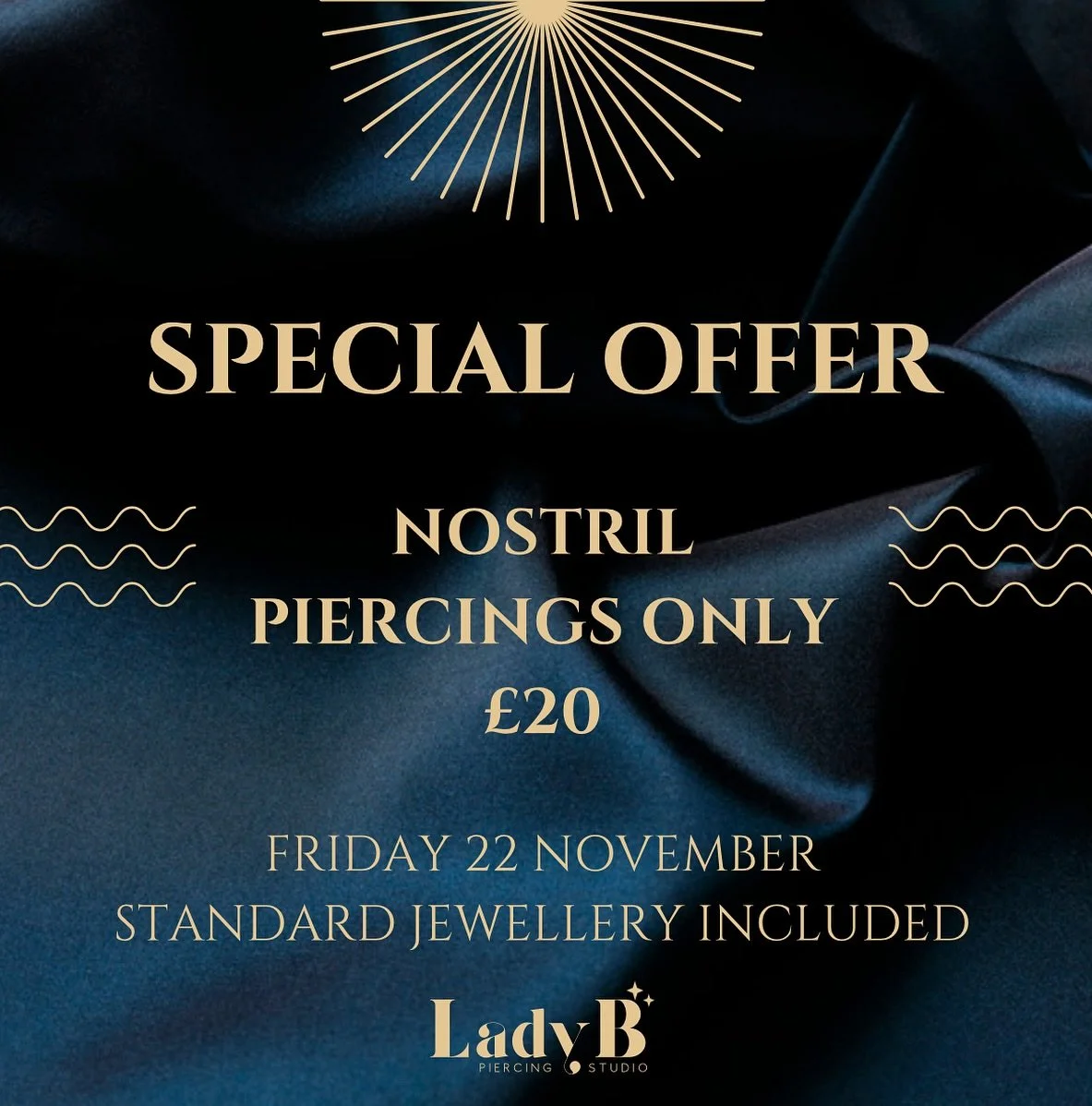 Nostril piercings just £20 for today only!!
Book now on booksy🤍
This includes a standard titanium stud with CZ crystal 💎 
Don’t miss out!