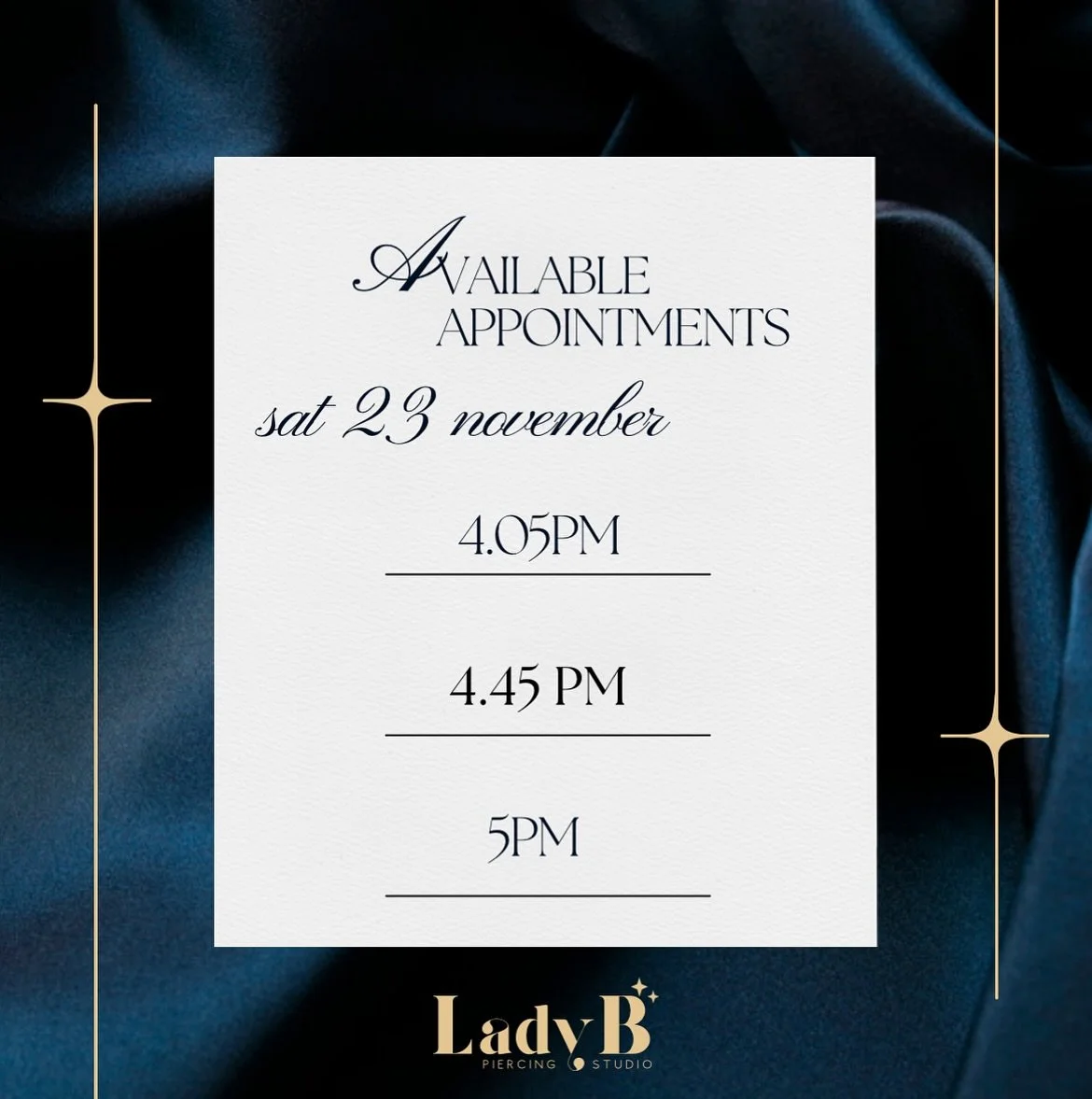 We have very limited space left for piercings tomorrow!
Elaine will have her books open a little bit later, so check out booksy for available appointments. 
Walk-in space will be very limited, so it’s best to book to avoid disappointment! 🤍