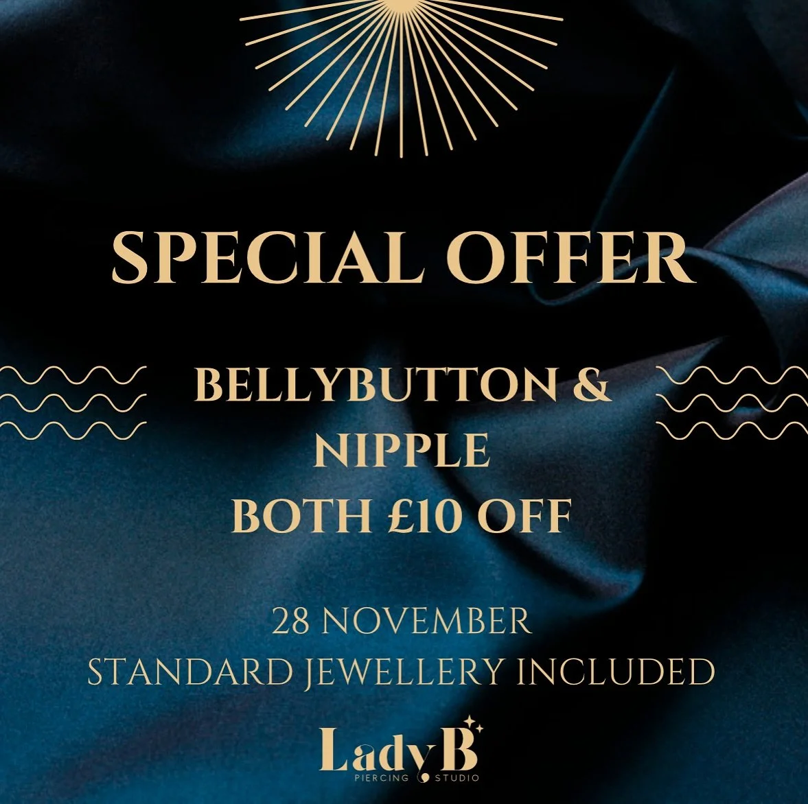 Thursday only!
Book in on booksy to secure your spot- please note bellybuttons 16+ and nipples 18+. Please bring ID to your appointments- thank you!!