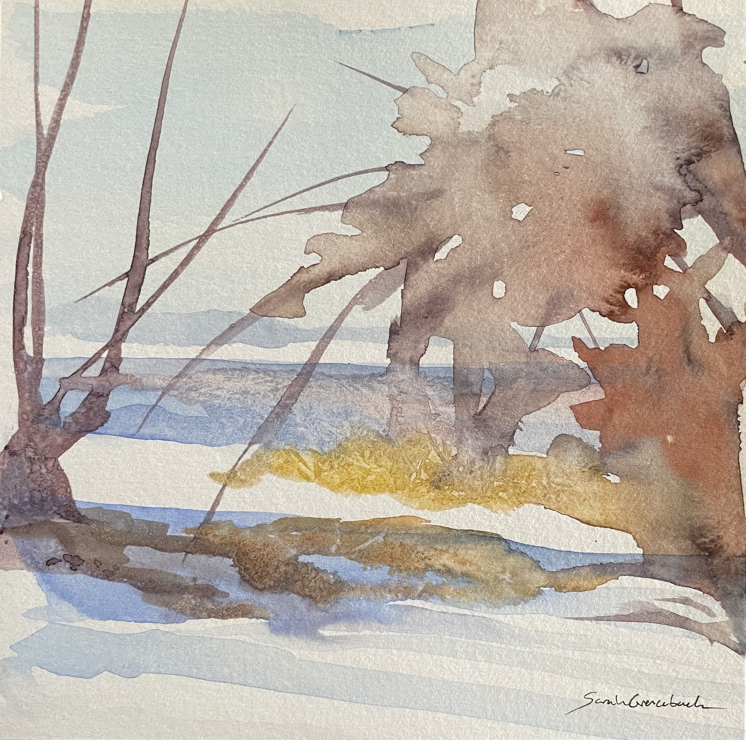 "Creek in Winter" 6 x 6 Watercolor on Paper