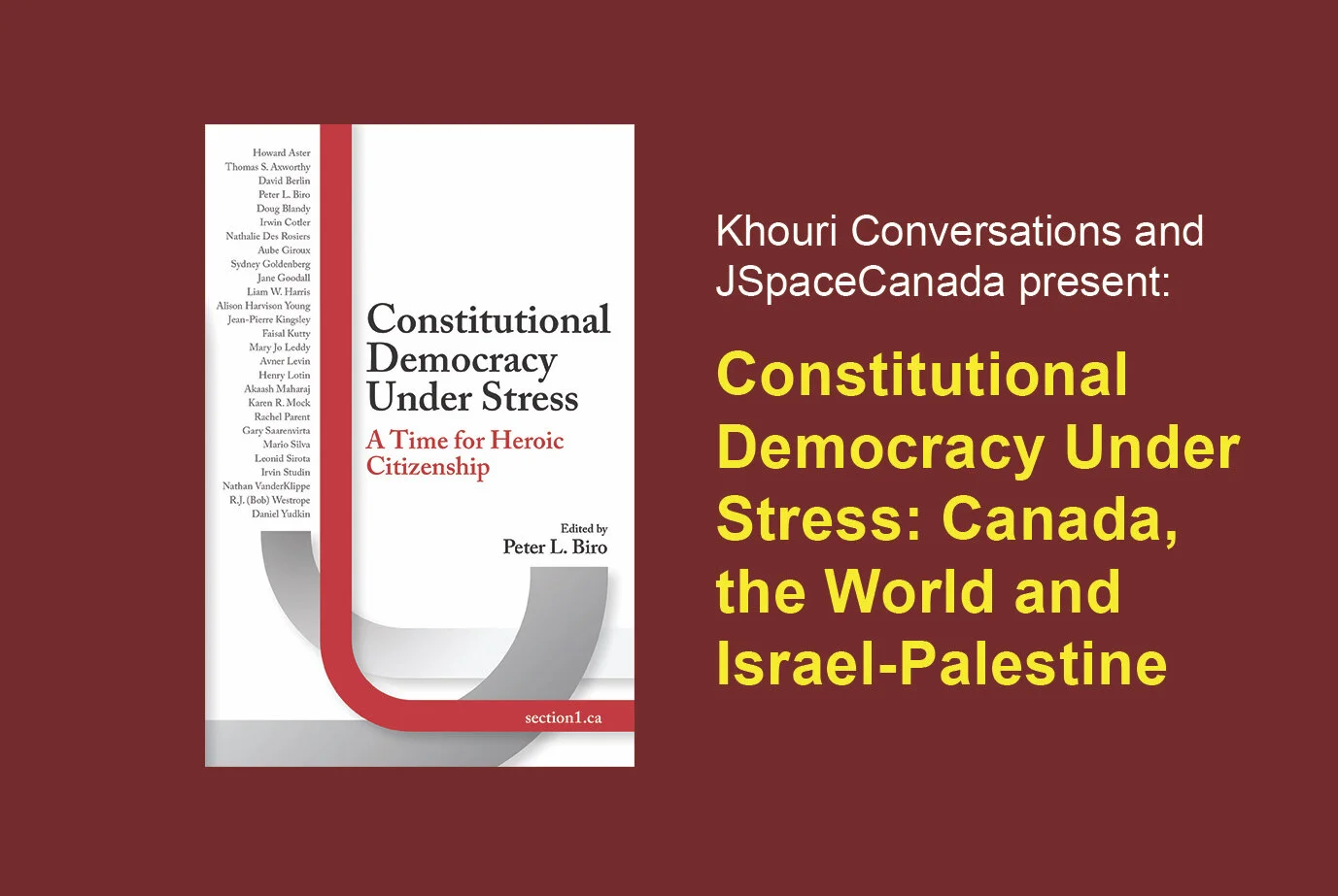 Constitutional Democracy Under Stress: Canada, the World and Israel-Palestine (Webinar)
