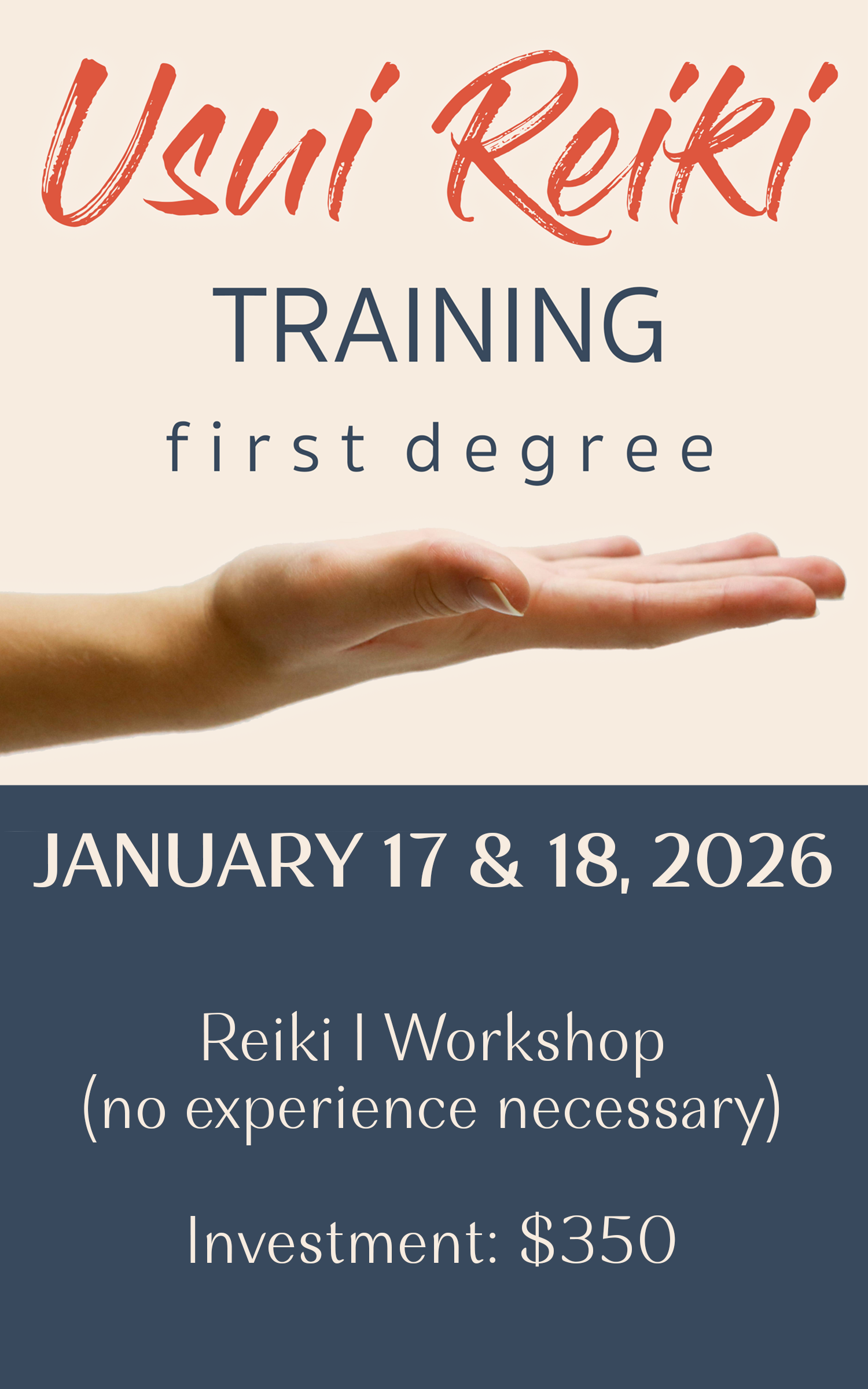 reiki 1 training workshop with hand