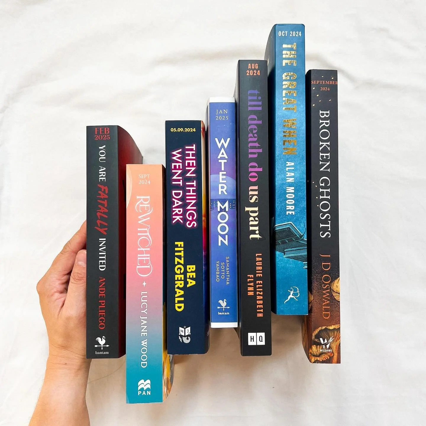 Exciting ARCs / proofs! These are so called advanced reader copies that reviewers receive in advance of publication. 📚 iI&rsquo;m currently reading You&rsquo;re Fatally Invited (@andepliegowrites / @bantambooksuk), about six authors at a scary, fata