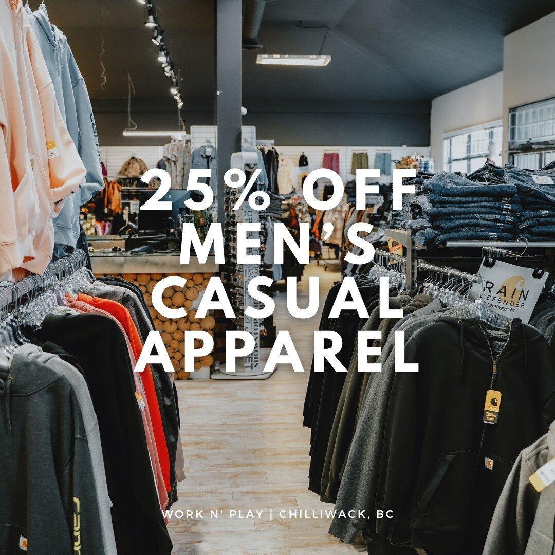 🚨 Just a Friendly Reminder: Save 25% Off Men's Casual Apparel until April 6! 🚨​⁠
⁠
Need a comfy tee, stylish jeans, or a versatile jacket? We've got it all! With top brands and an extensive selection of sizes and styles, you're sure to find the per