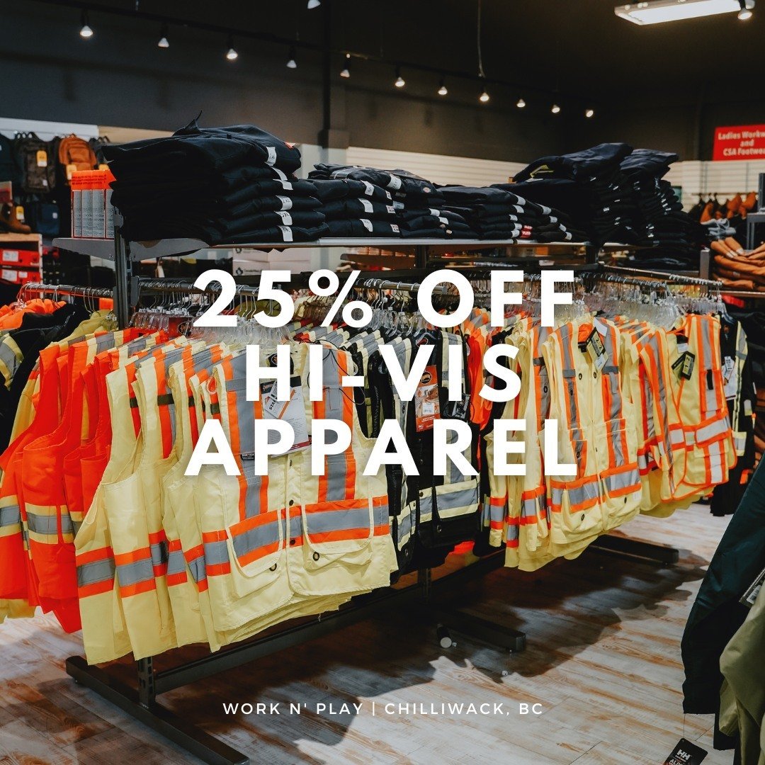 ​🚨 Just a Friendly Reminder: 25% Off Hi-Vis Apparel! 🚨​⁠
⁠
Hey there, safety-conscious folks! We wanted to make sure you didn't miss out on our fantastic sale! From now until May 4th, save big with a 25% discount on all hi-vis apparel at Work N' Pl