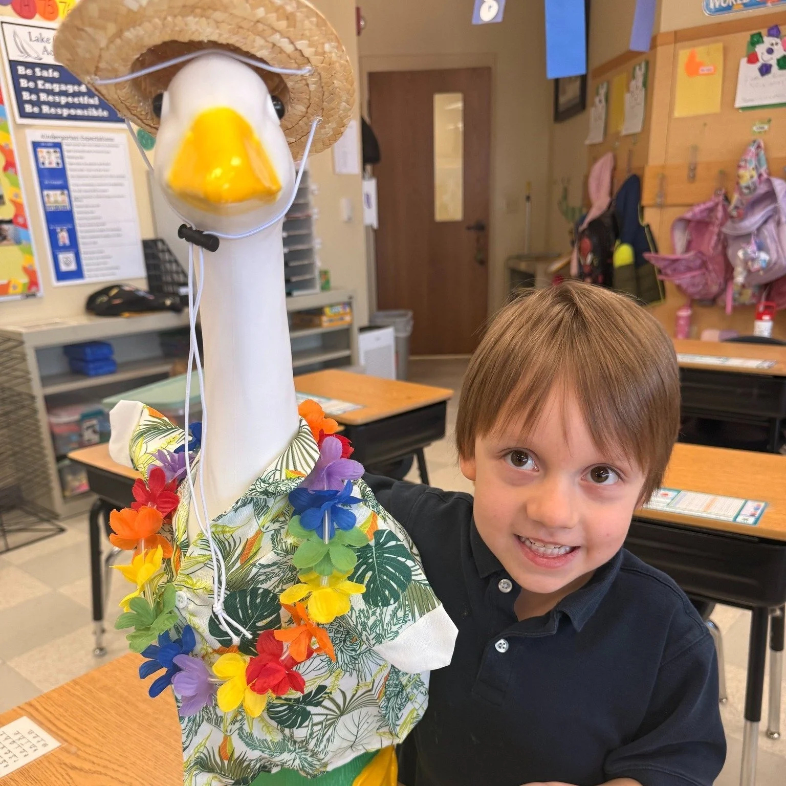 On the move again! Pip &amp; Squeak waddled through LCA and made special stops by Kindergarten and 1st grade, spreading smiles, happy honks, and excitement for our Shake Out fundraiser! 
Shake Out tickets are available for purchase today! https://www