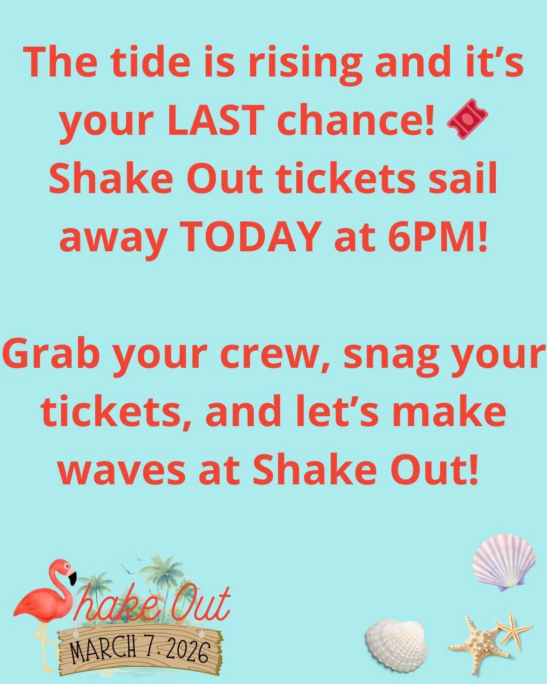 Shake Out tickets are being sold no later than 6pm tonight! Get your tickets before they are gone: https://www.lakecountryacademy.com/shake-out-2026