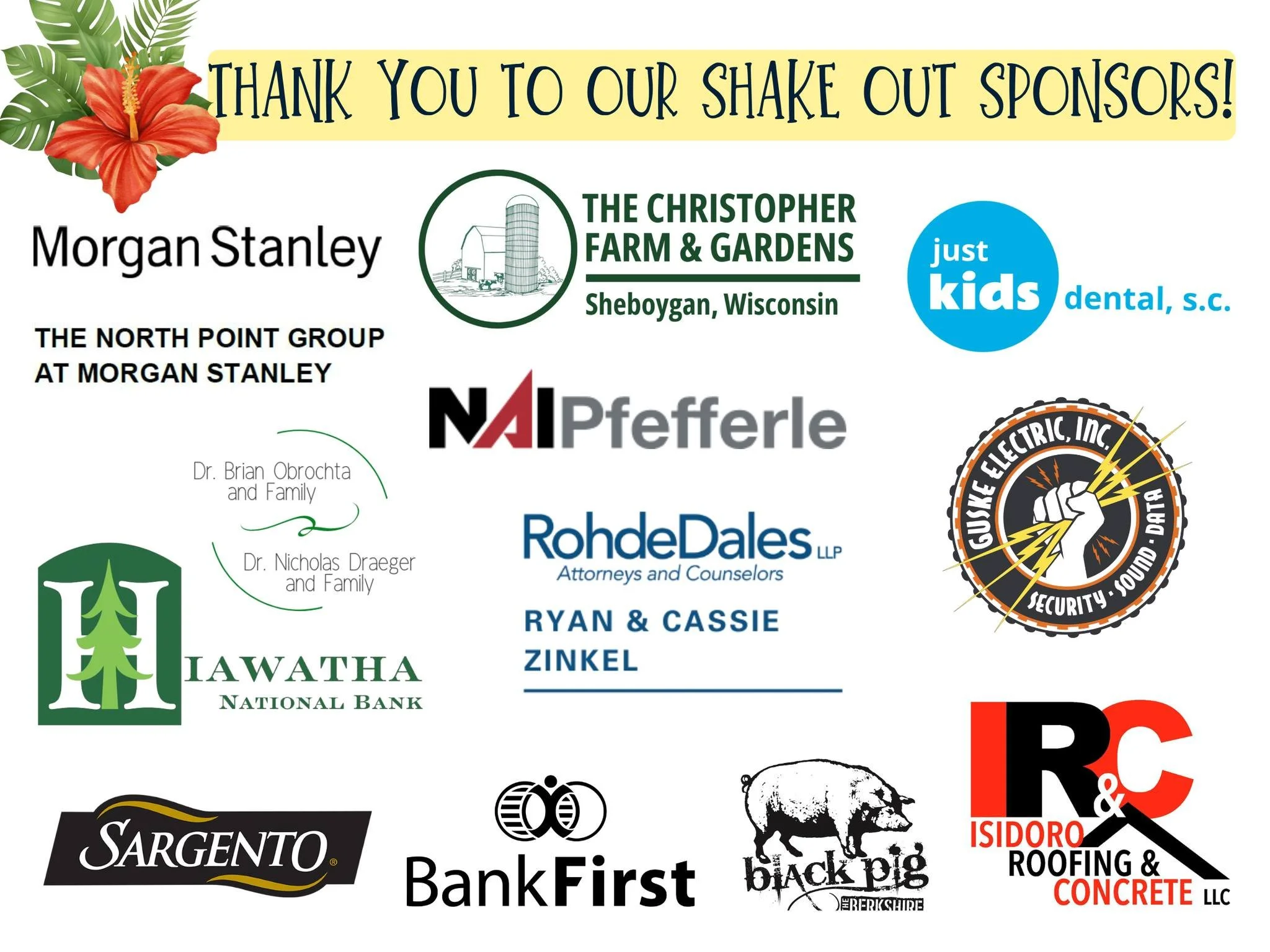 A huge thank you to our wonderful Shake Out sponsors! 🌺 Your generosity helps bring this night of fun, laughter, and community to life. Thank you for helping make Shake Out an unforgettable celebration! We cannot wait to celebrate tomorrow night! @c