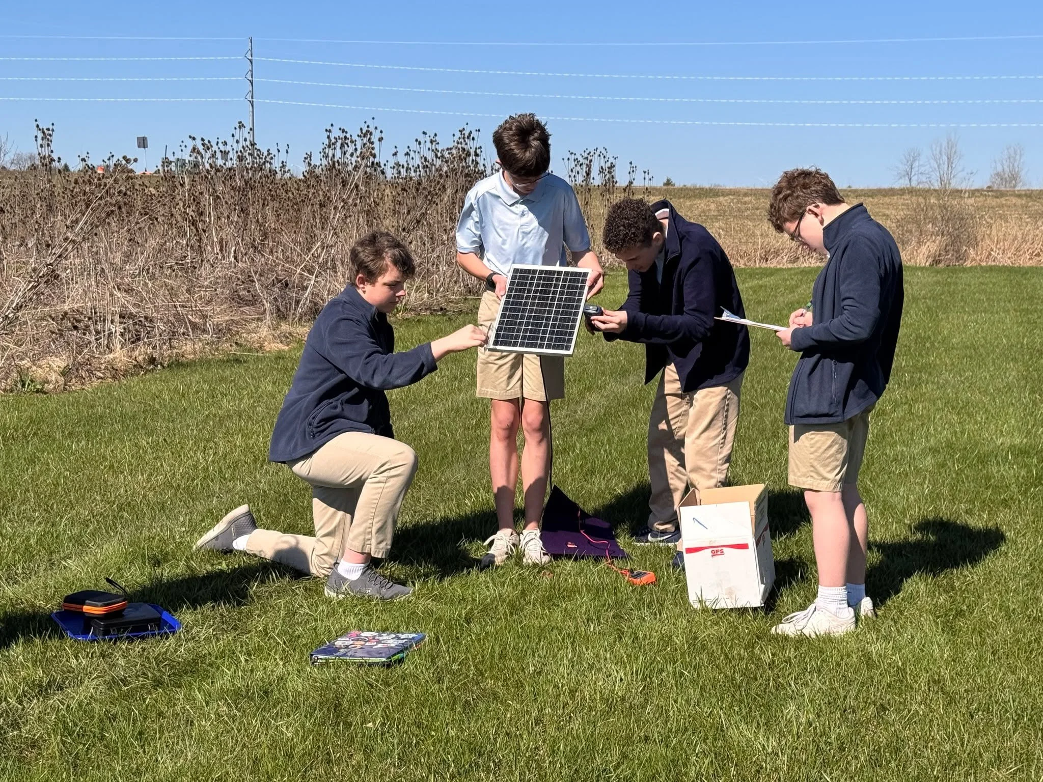 In honor of Earth Day yesterday, the 8th grade explored solar energy in science class. Students collected data from solar panels and drew connections between concepts from their electricity unit and renewable energy. Thank you to CREATE Energy for ho