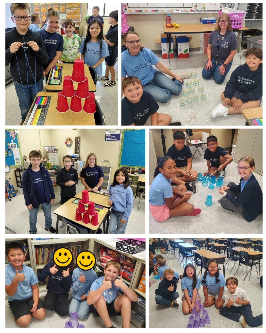 LCA's Core Virtue is Teamwork! 4th grade teams worked together to build pyramids!
