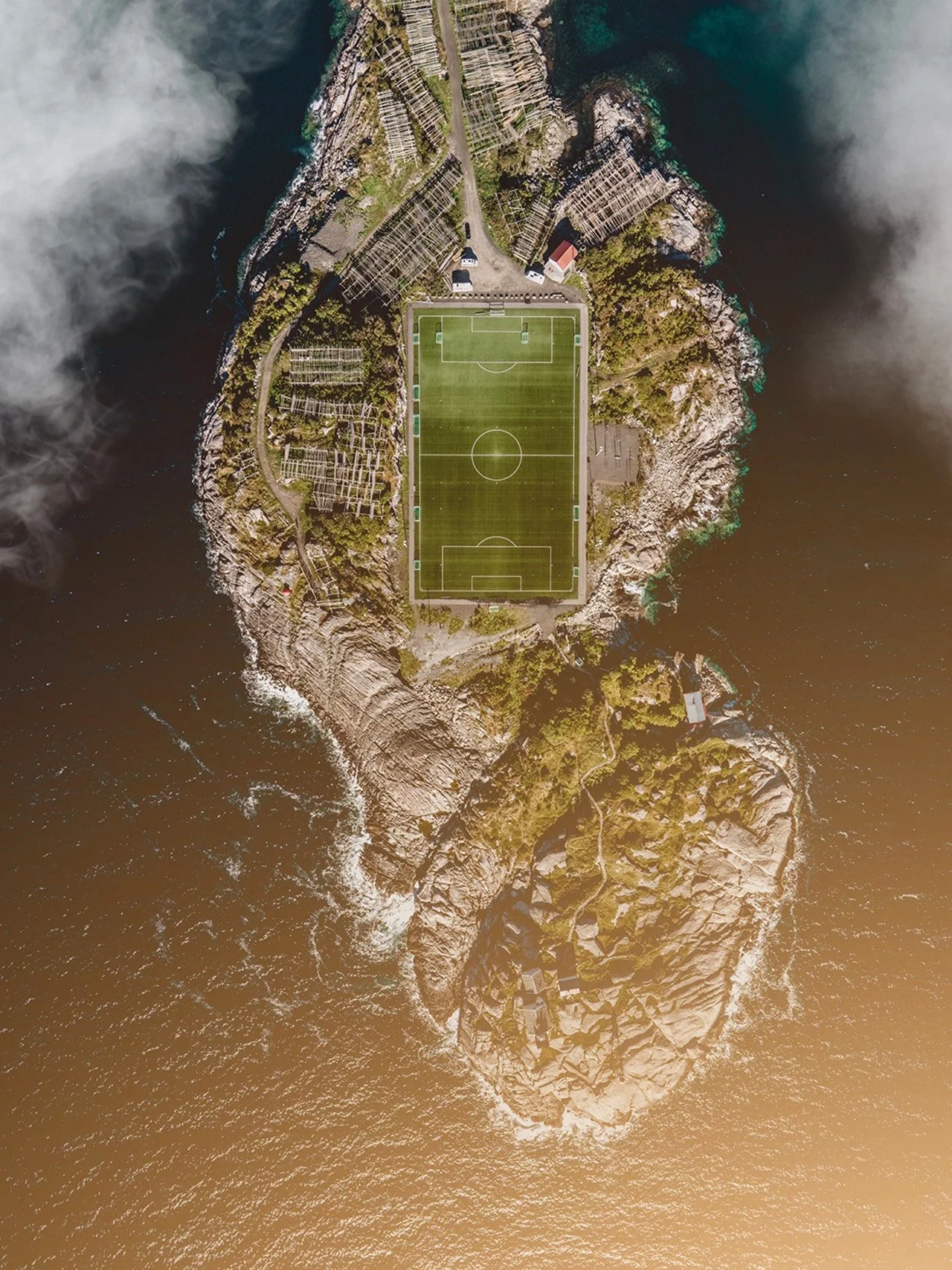 soccer stadium in the arctic lofoten islands norway