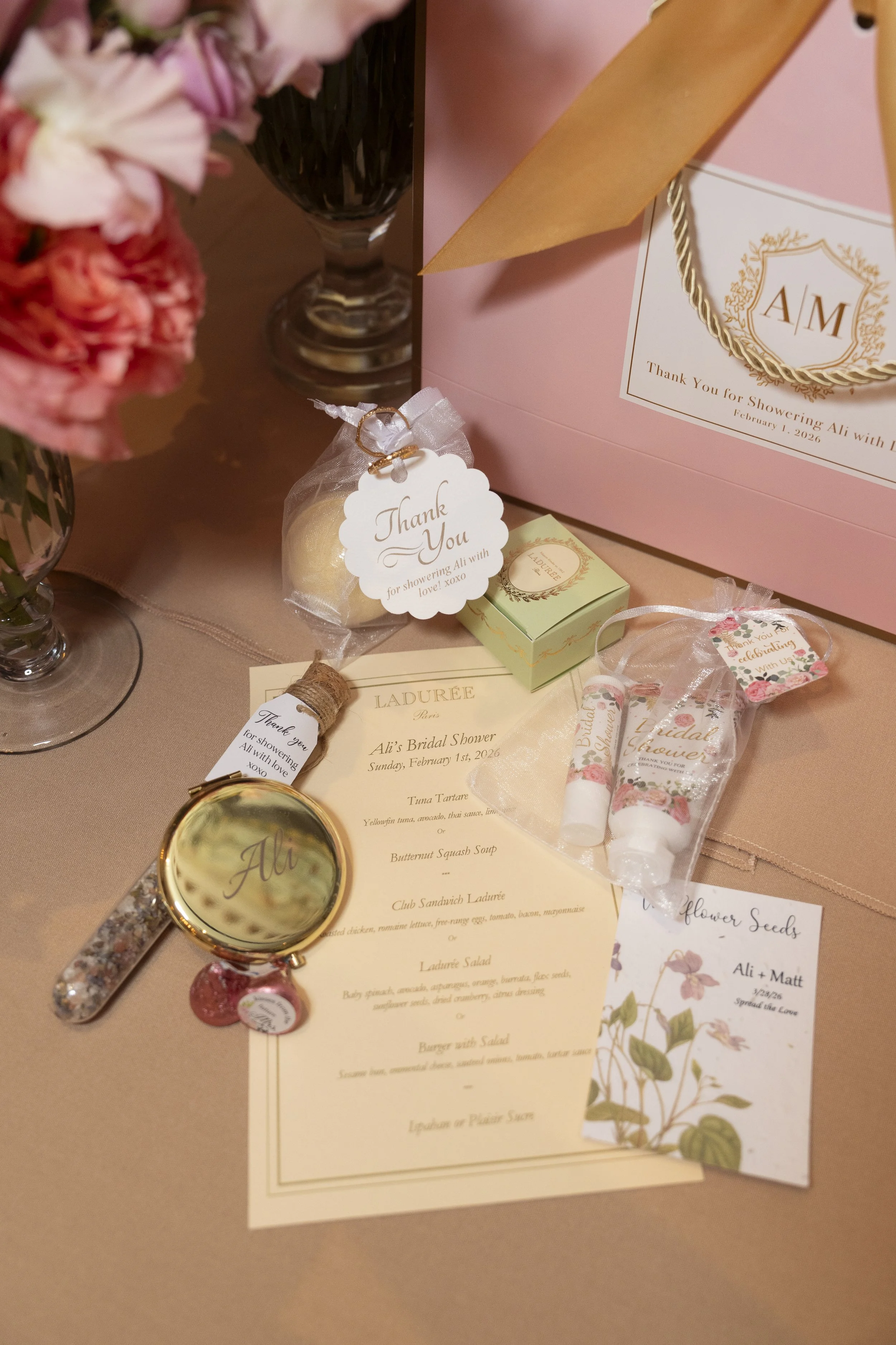 CEO of Modern Picnic, Ali Kaminetsky at her elegant bridal shower at Ladurée in Soho, New York City.