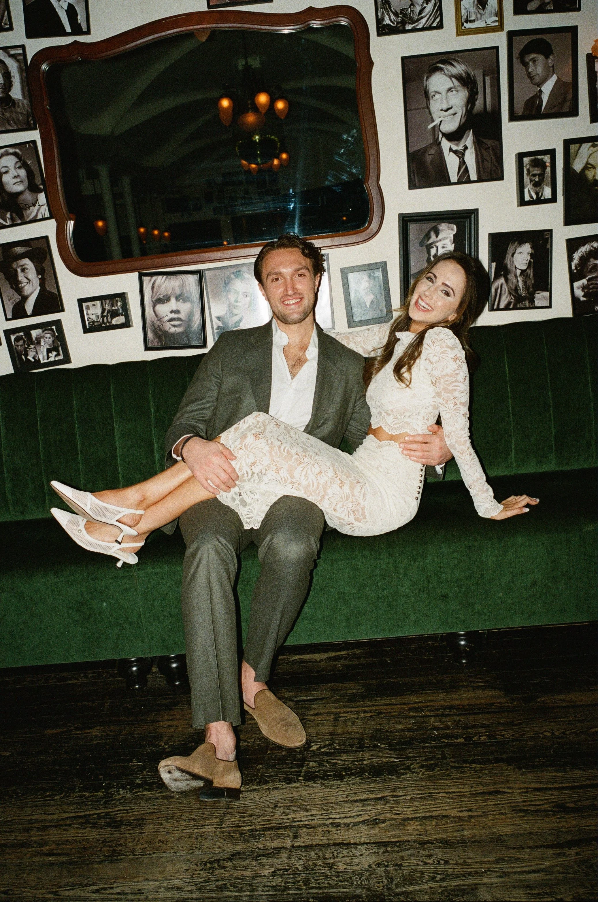 Abby & Joseph's engagement party on 35mm film at Deux Chats in Brooklyn, NY