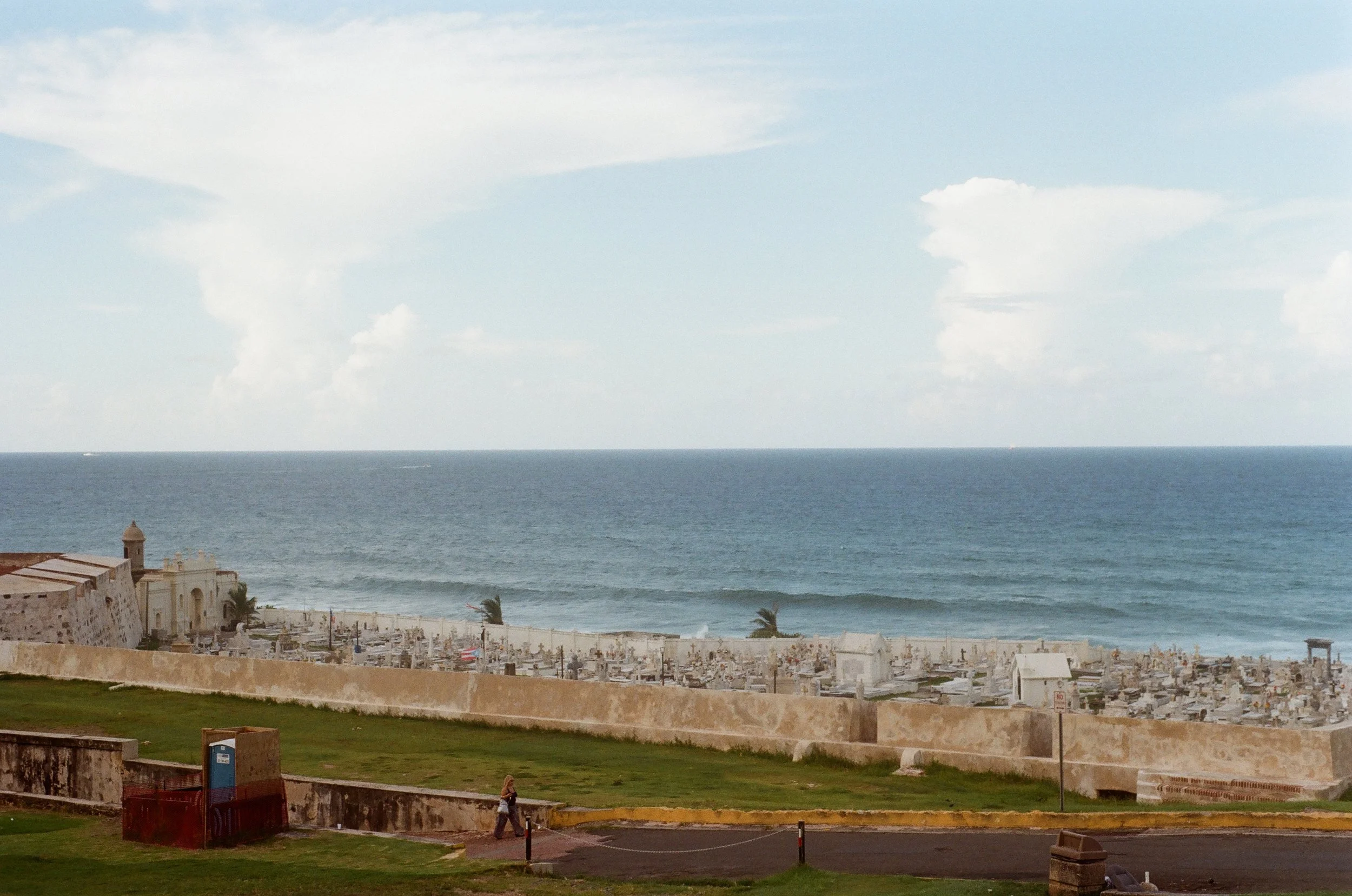 Coastal view with historic cemetery and ocean