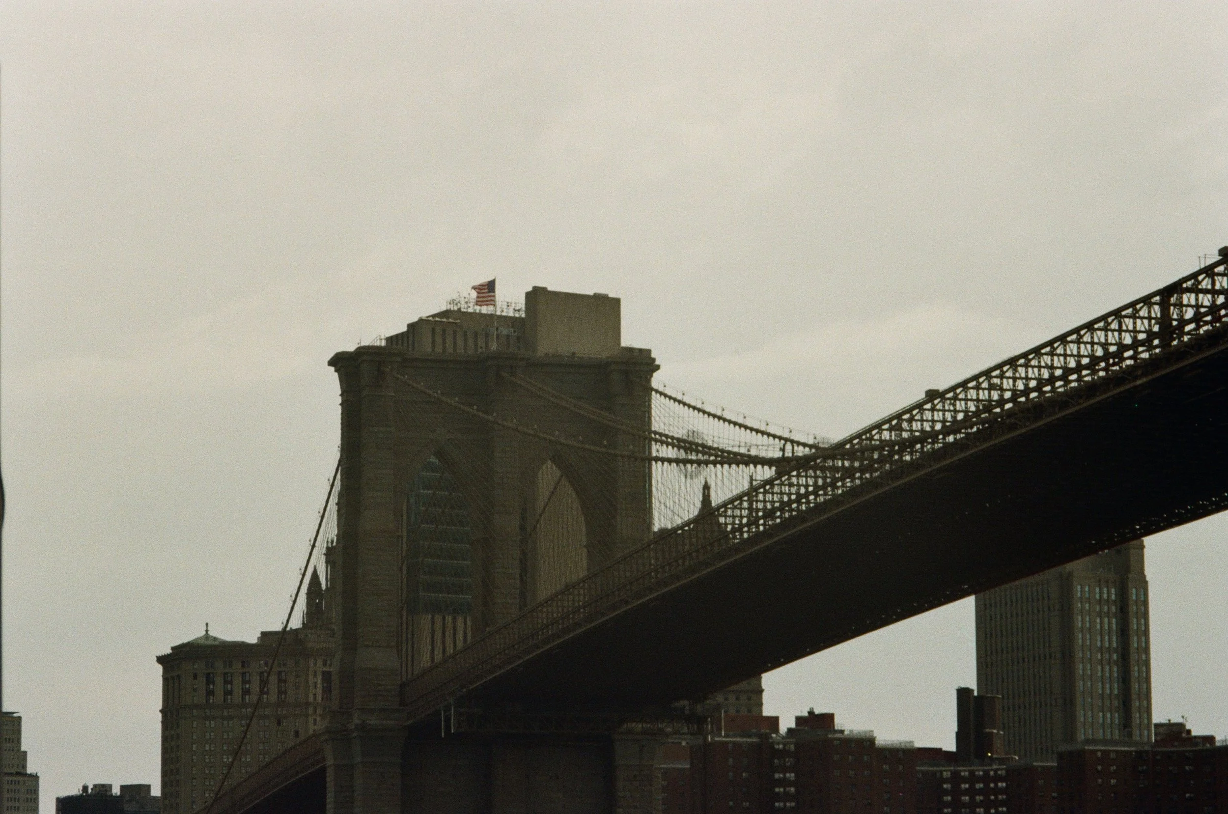 Brooklyn Bridge with city skyline in background