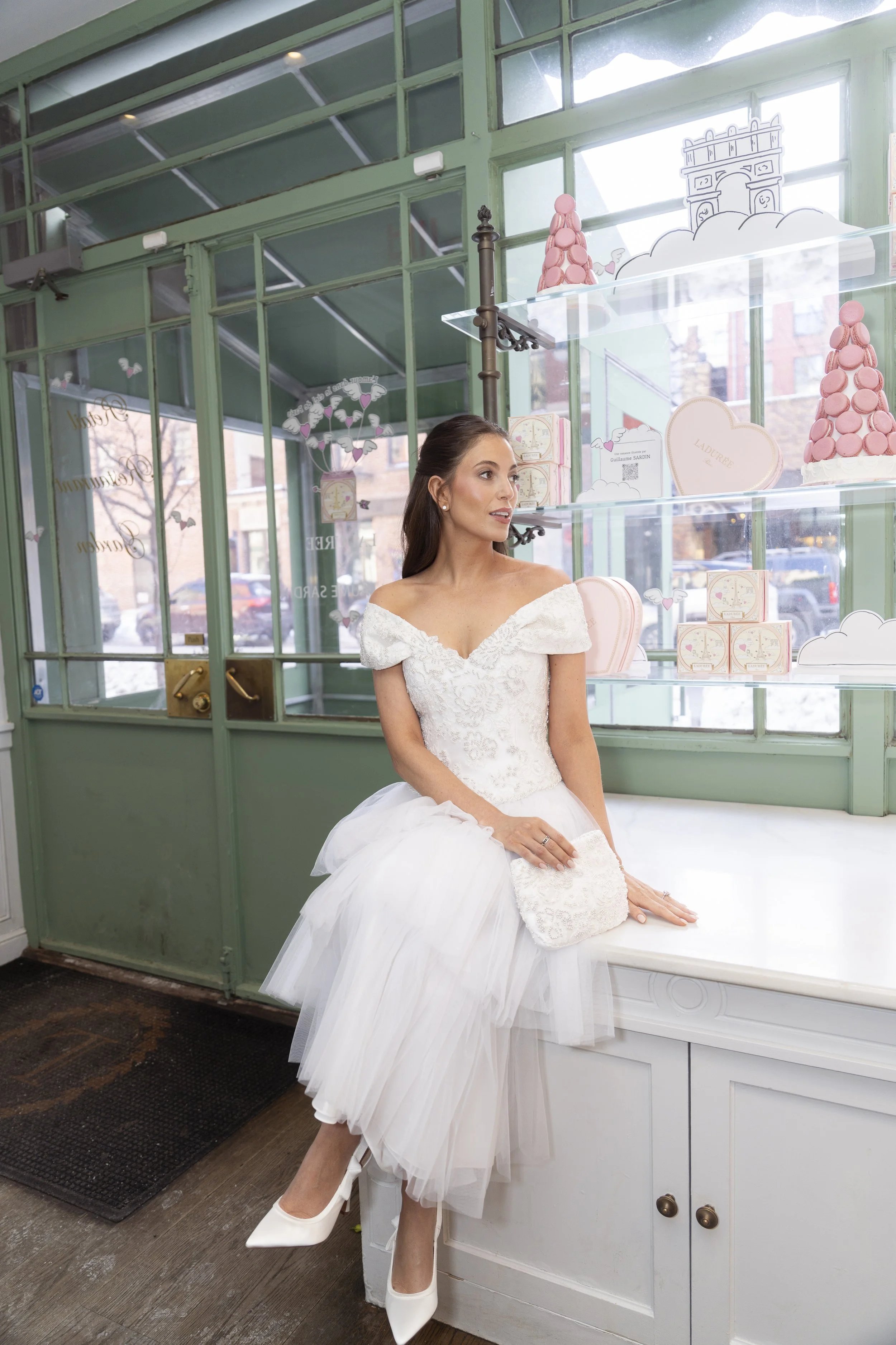 CEO of Modern Picnic, Ali Kaminetsky at her elegant bridal shower at Ladurée in Soho, New York City.