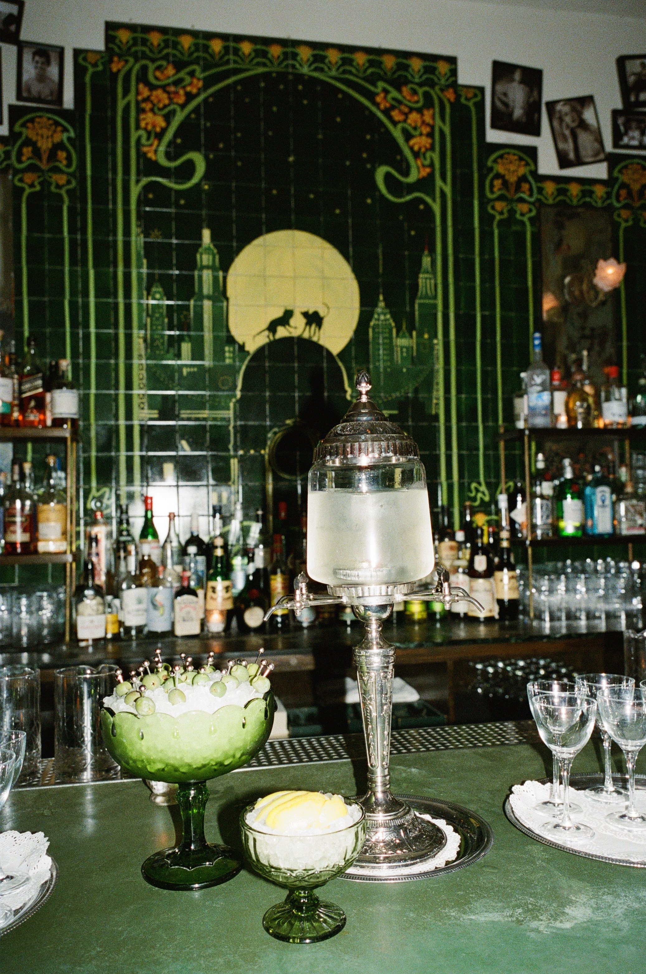 Abby & Joseph's engagement party on 35mm film at Deux Chats in Brooklyn, NY