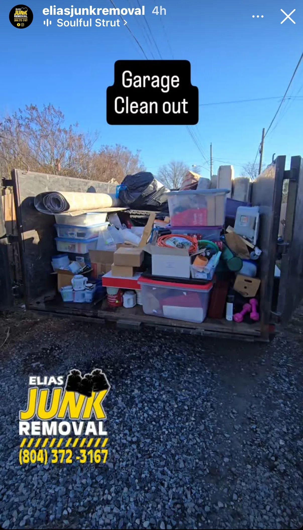 Garage cleanout in Richmond VA by Elias Junk Removal