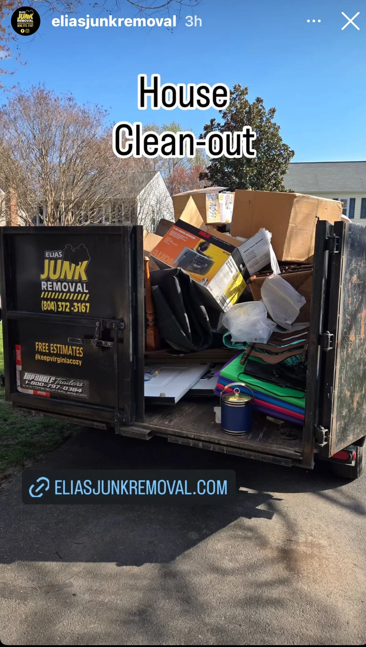 House clean out by Elias Junk Removal in Richmond, VA