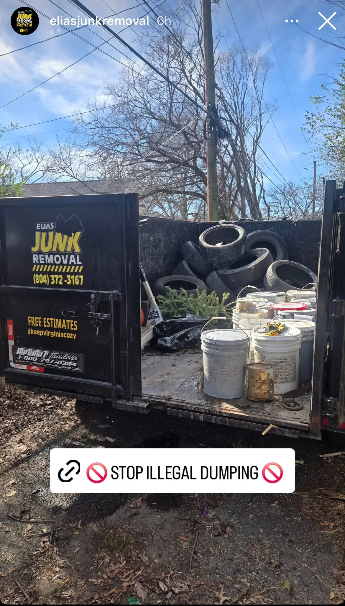 Illegal dumping pickup by Elias Junk Removal in Richmond, VA