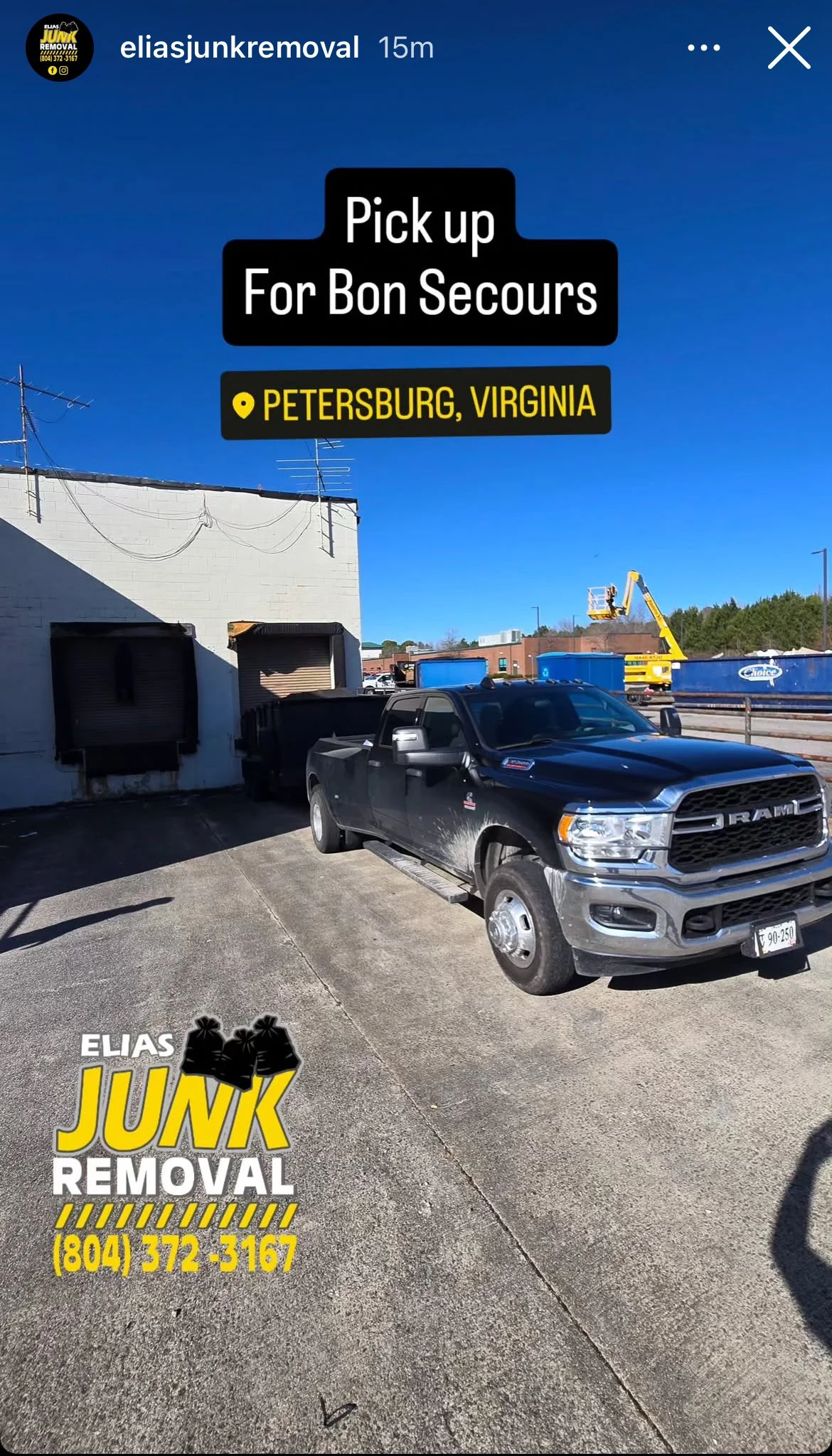Junk removal for Bon Secours in Petersburg, VA by Elias Junk Removal