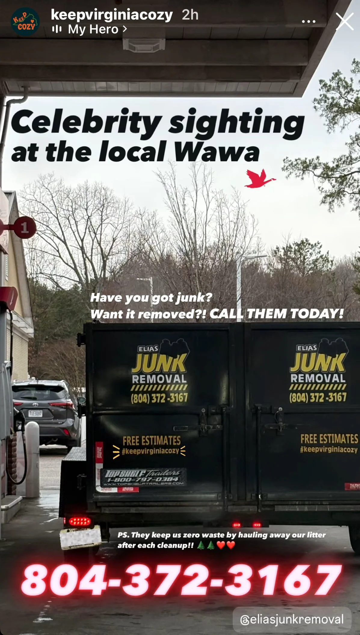Elias Junk Removal spotted by Keep Virginia Cozy