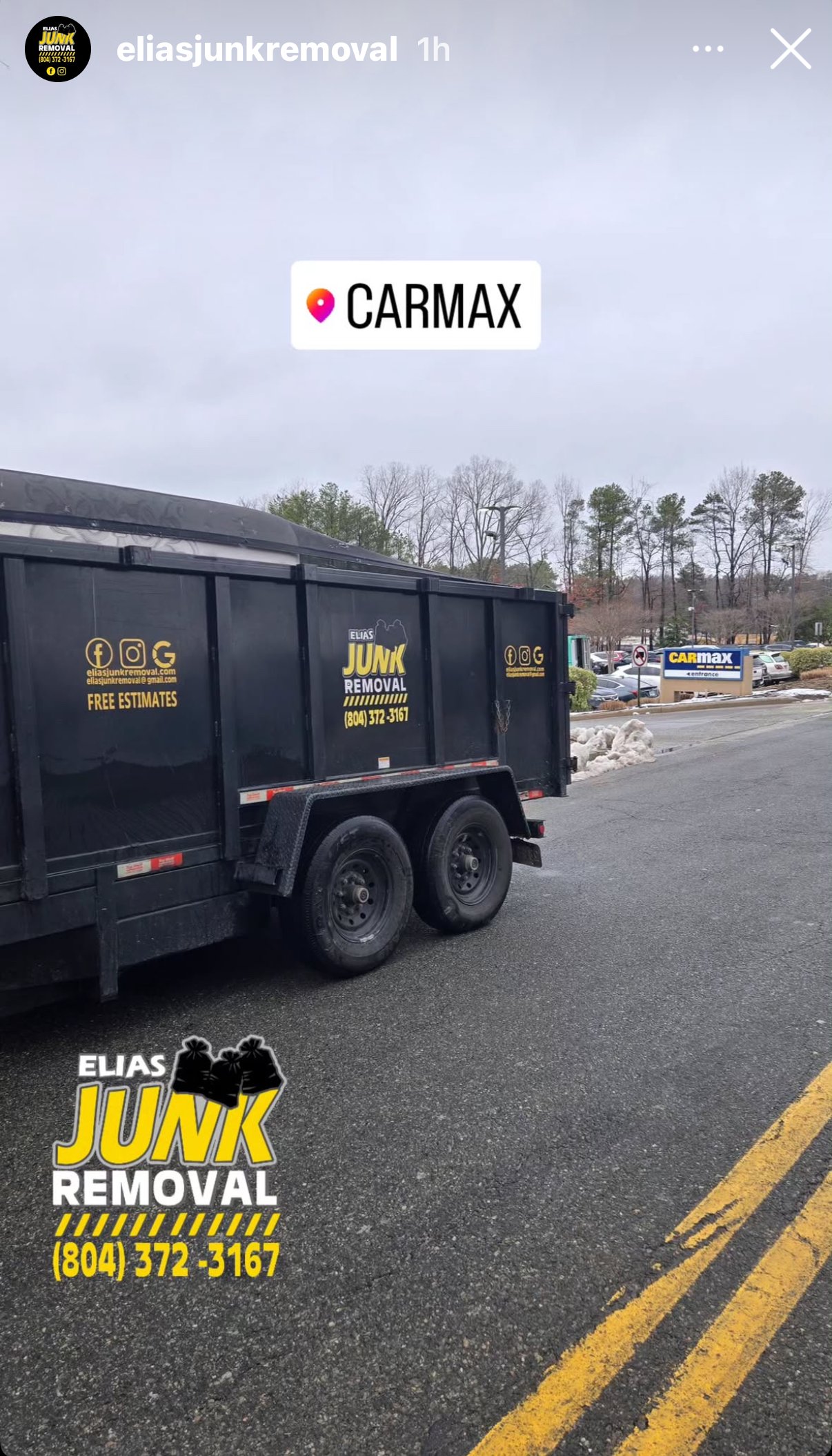 Elias Junk Removal pickup from Carmax