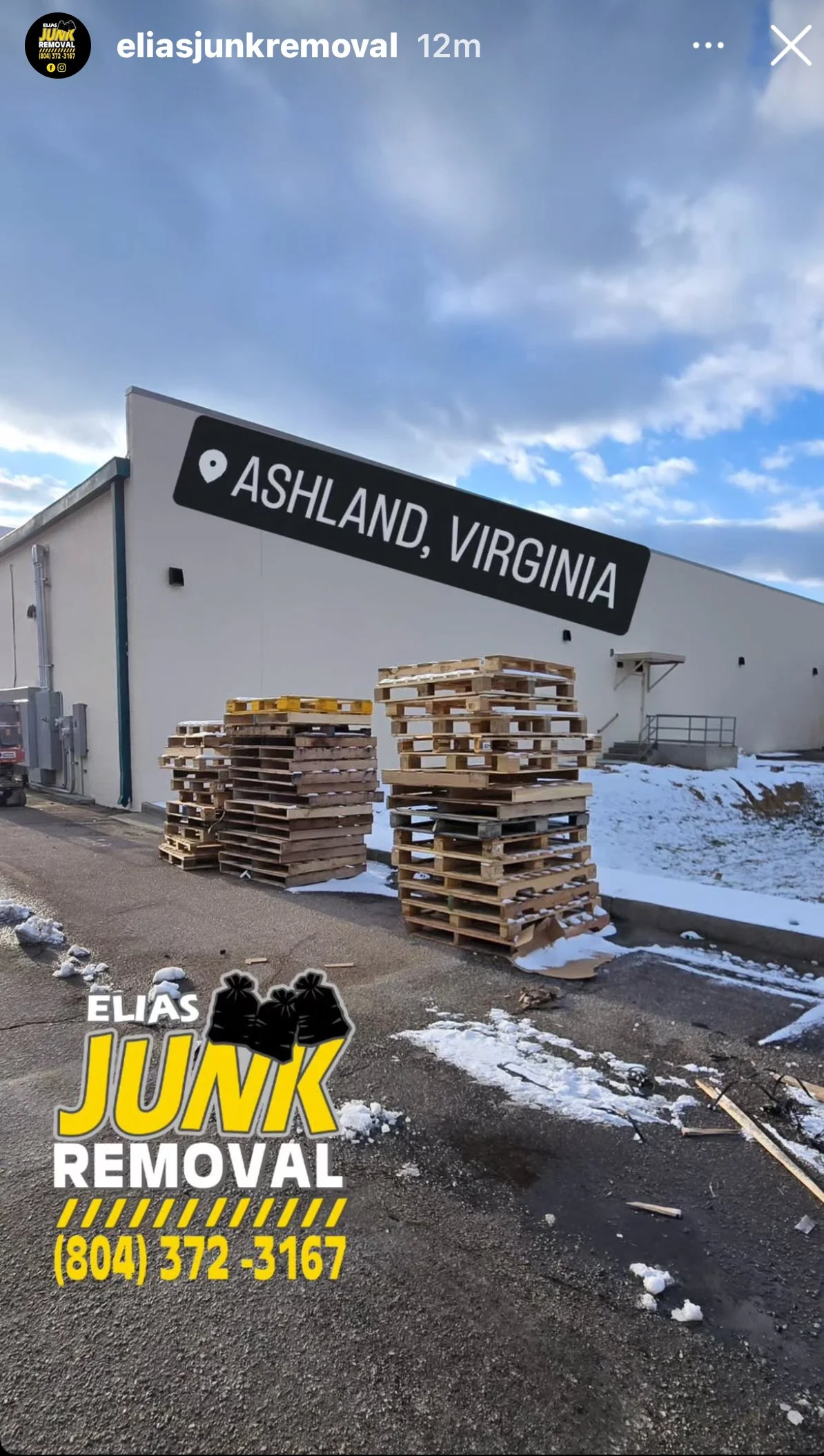 Commercial wood pallet pickup from Ashland, VA by Elias Junk Removal