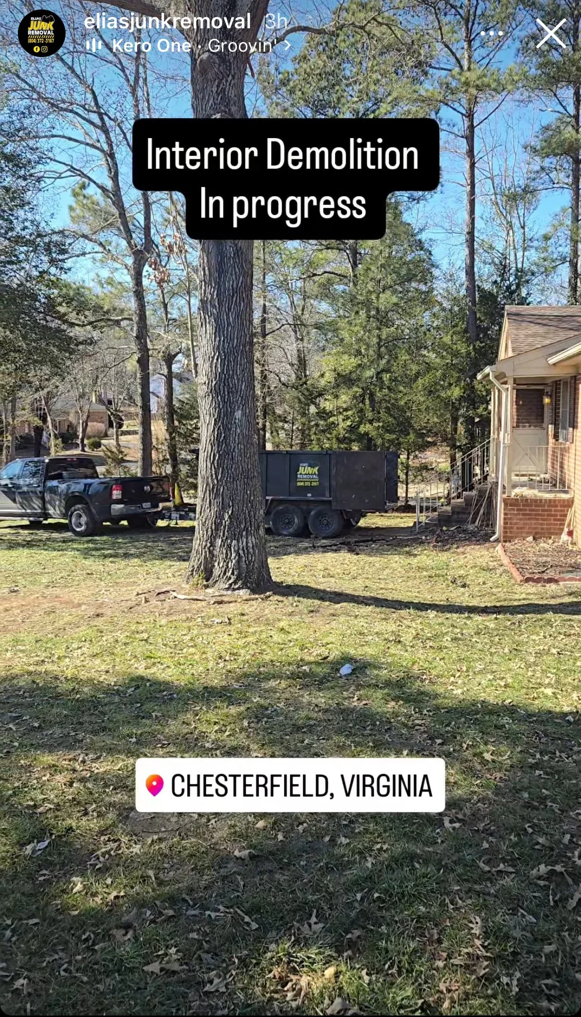 Interior demolition in Chesterfield, Virginia. Elias Junk Removal ready to pickup demolition debris and haul away